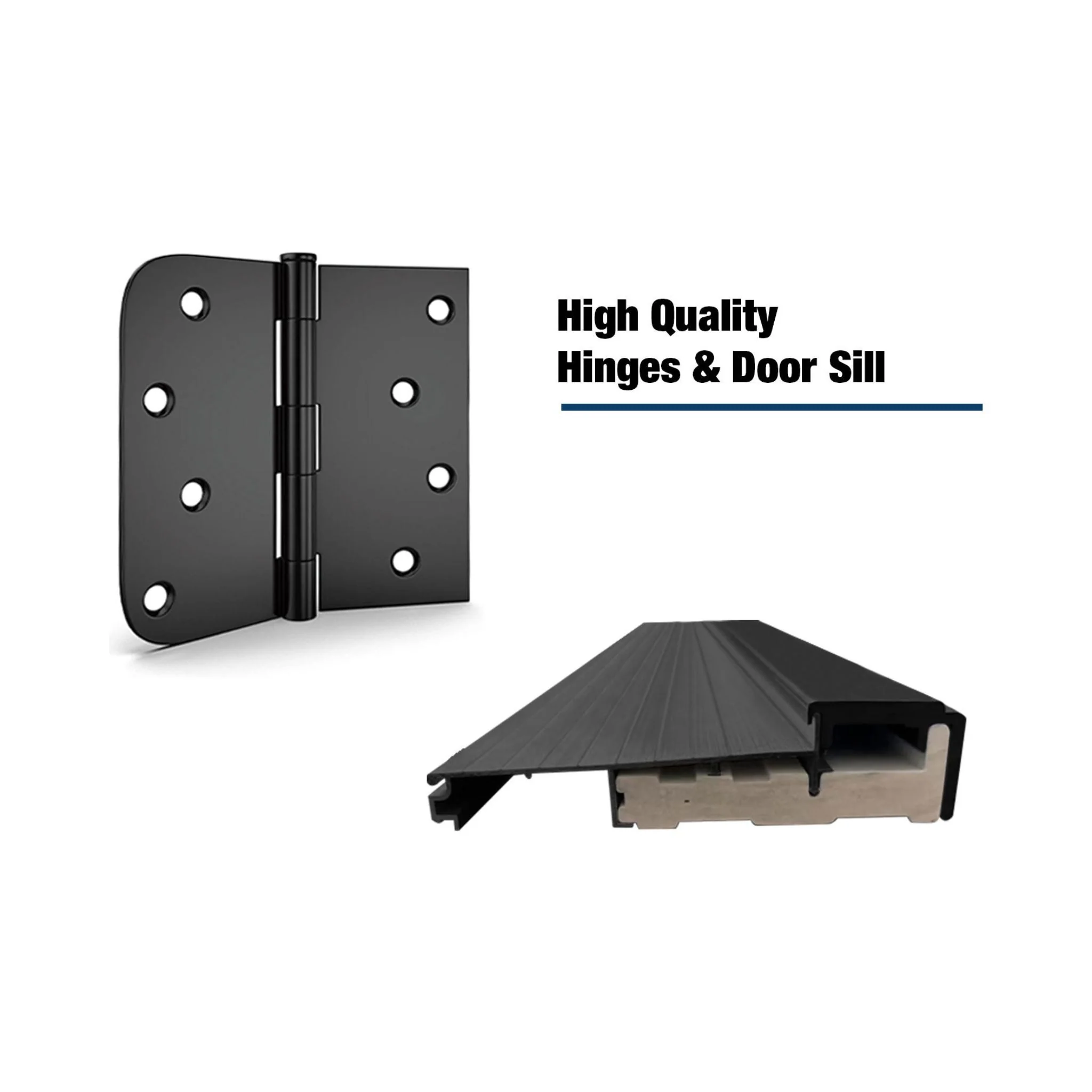 [36X80-Inch] Nuvia Modern Black Left Inswing Fiberglass Entry Door With 4-9/16 White Vinyl Frame (SAK52910) - Image 4
