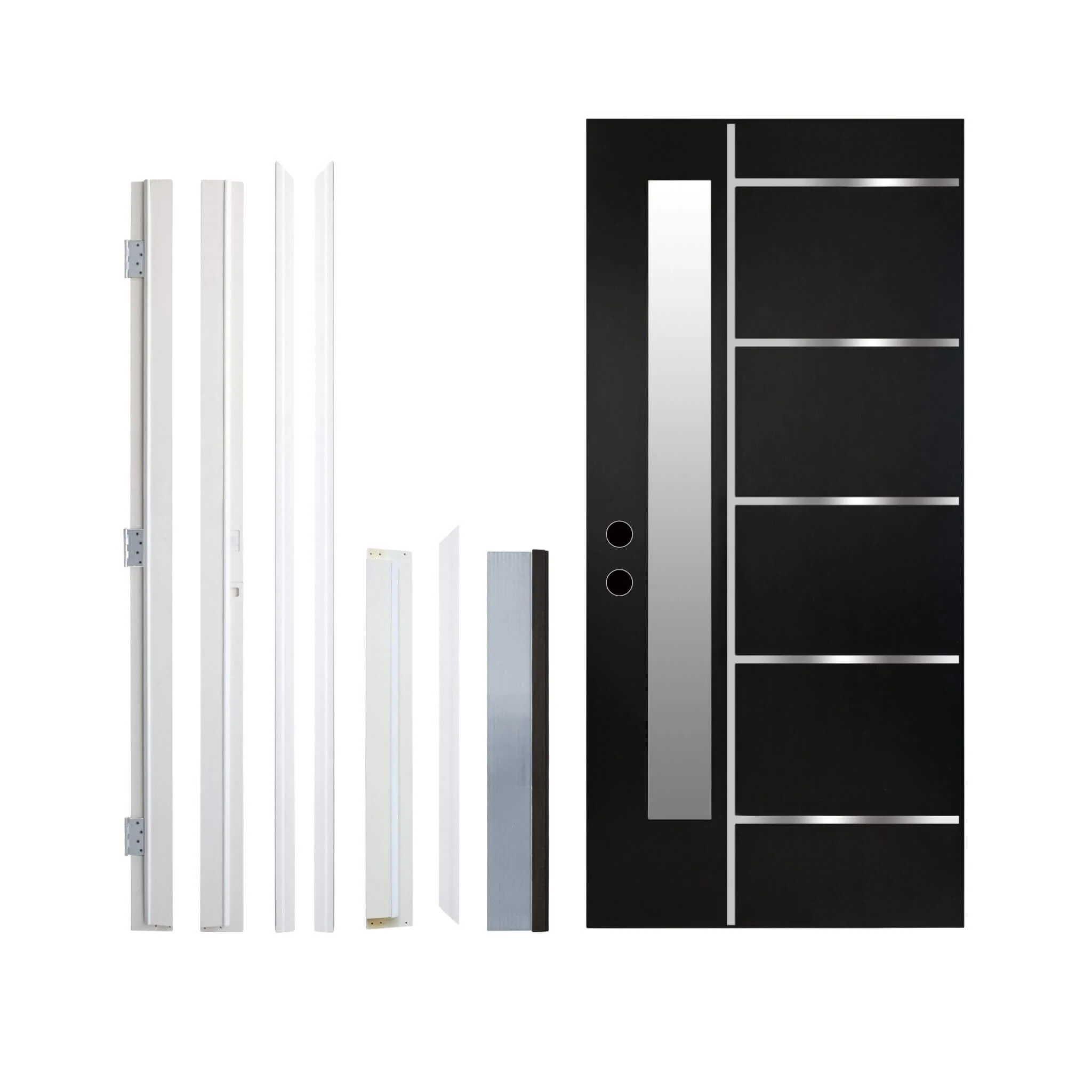 [36X80-Inch] Nuvia Modern Frosted Glass Black Fiberglass Front Door With Right Inswing (SAK10584) - Image 3