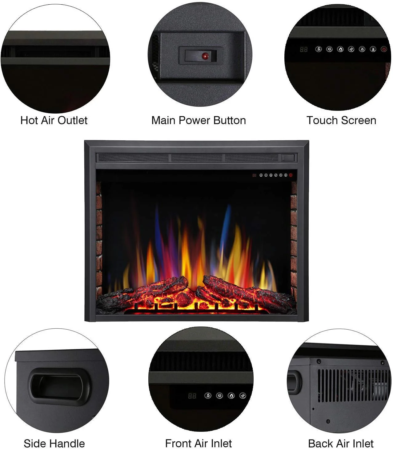 37 Inch Electric Fireplace Insert Adjuatble Flame Colors 939BXB - Image 5