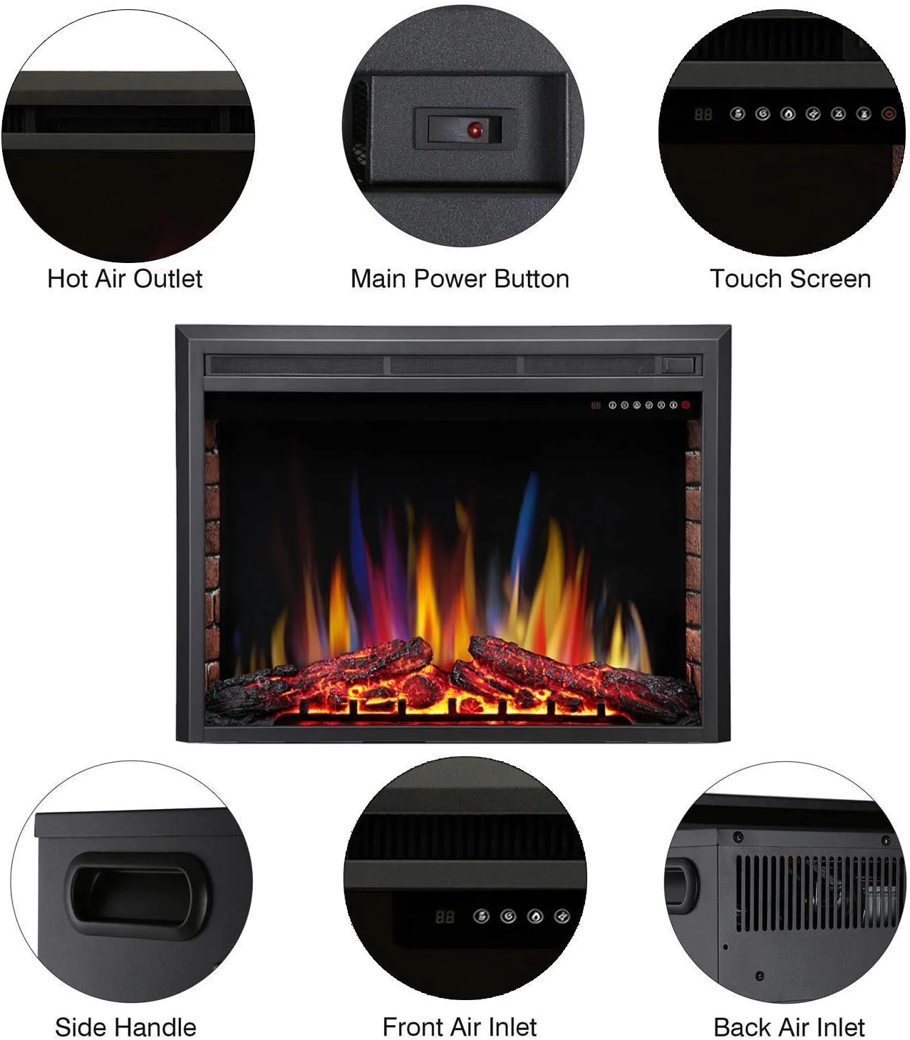 39 Inch Electric Fireplace Insert Adjuatble Flame Colors 939A - Image 4
