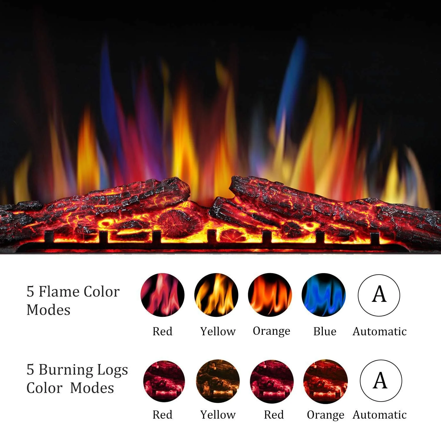 39 Inch Electric Fireplace Insert Adjuatble Flame Colors 939A - Image 7