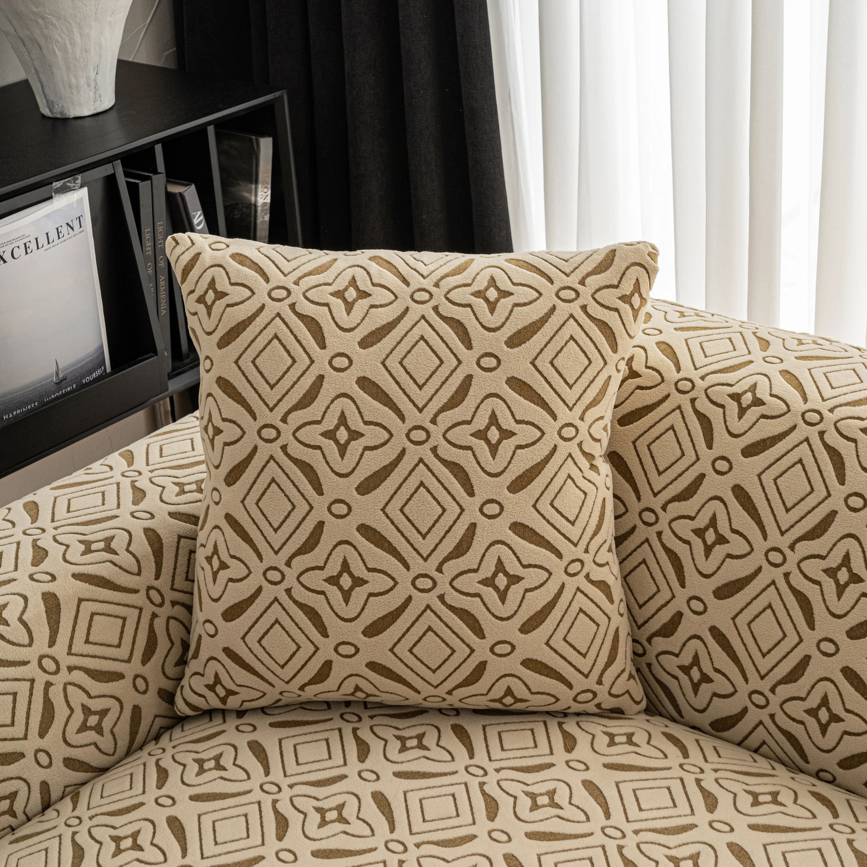 3D Jacquard Geometric Sofa Cover, High Stretch Soft Polar Fleece Slipcover for Couch - Image 12