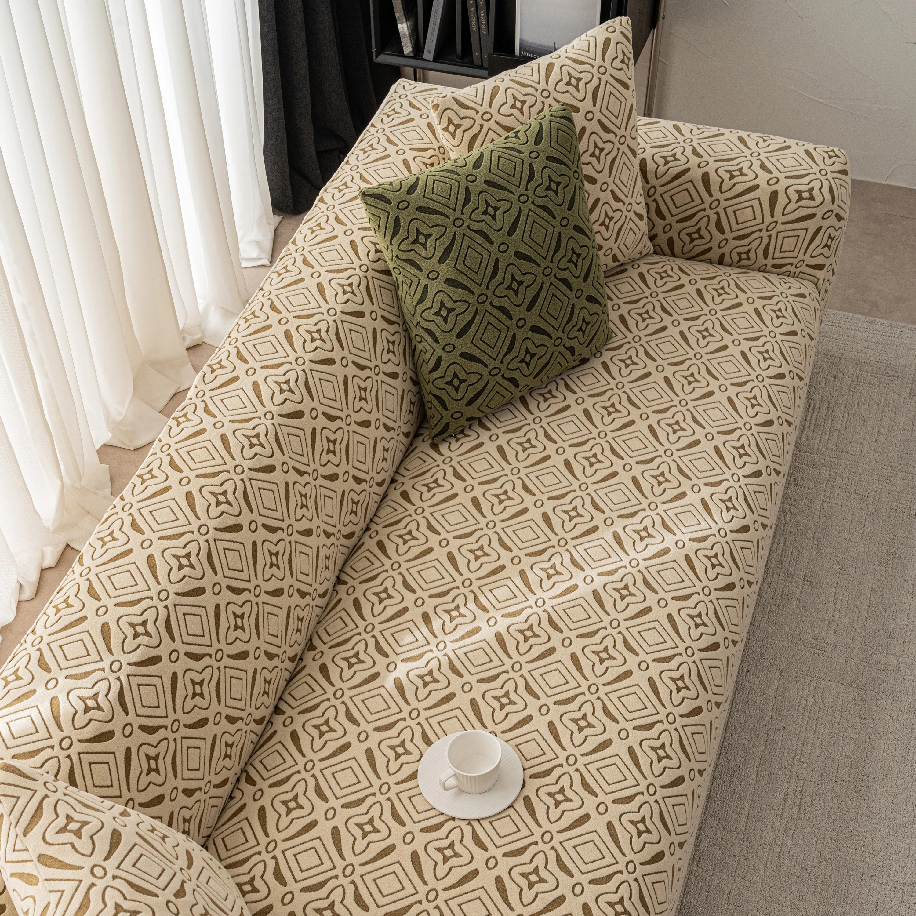 3D Jacquard Geometric Sofa Cover, High Stretch Soft Polar Fleece Slipcover for Couch - Image 16