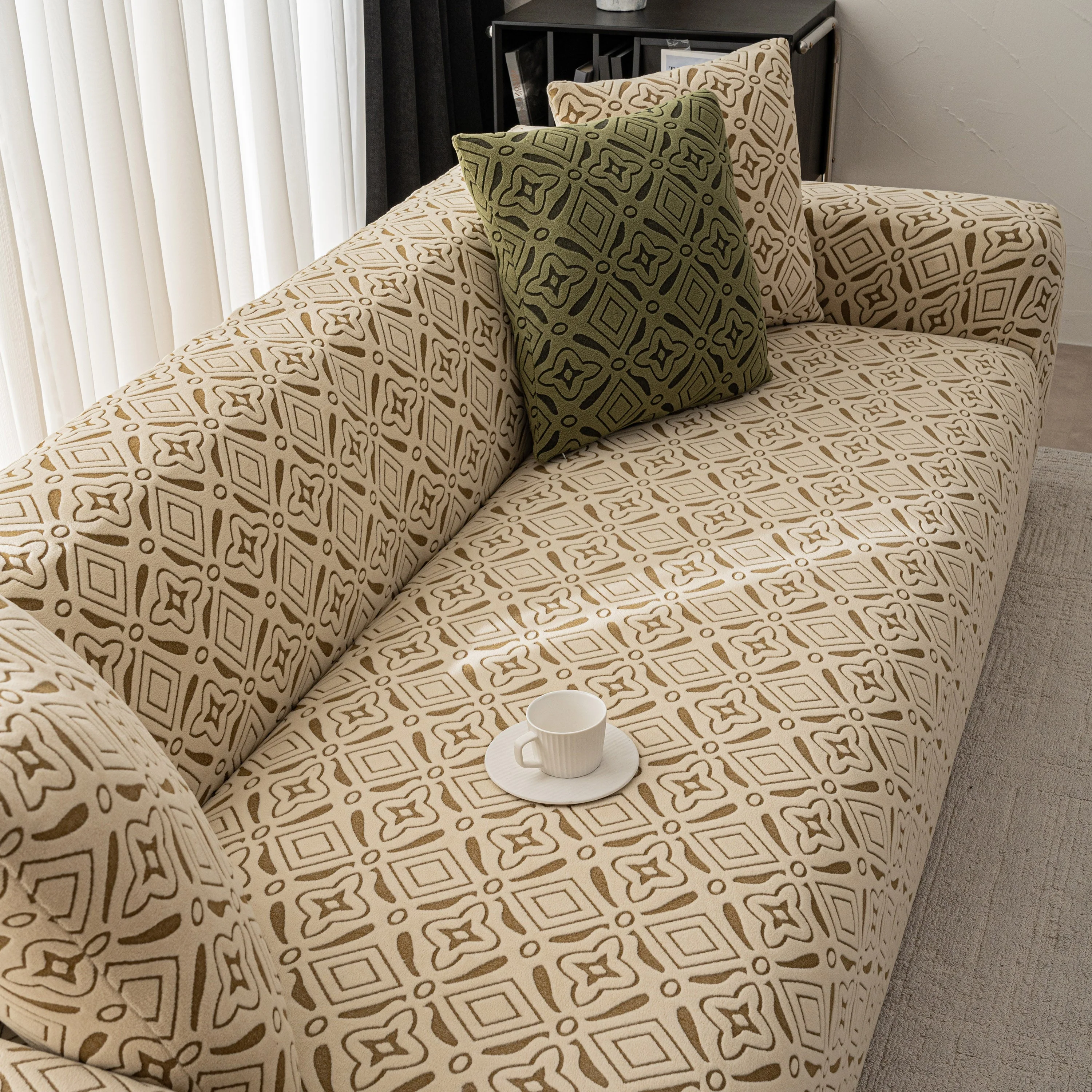 3D Jacquard Geometric Sofa Cover, High Stretch Soft Polar Fleece Slipcover for Couch - Image 17