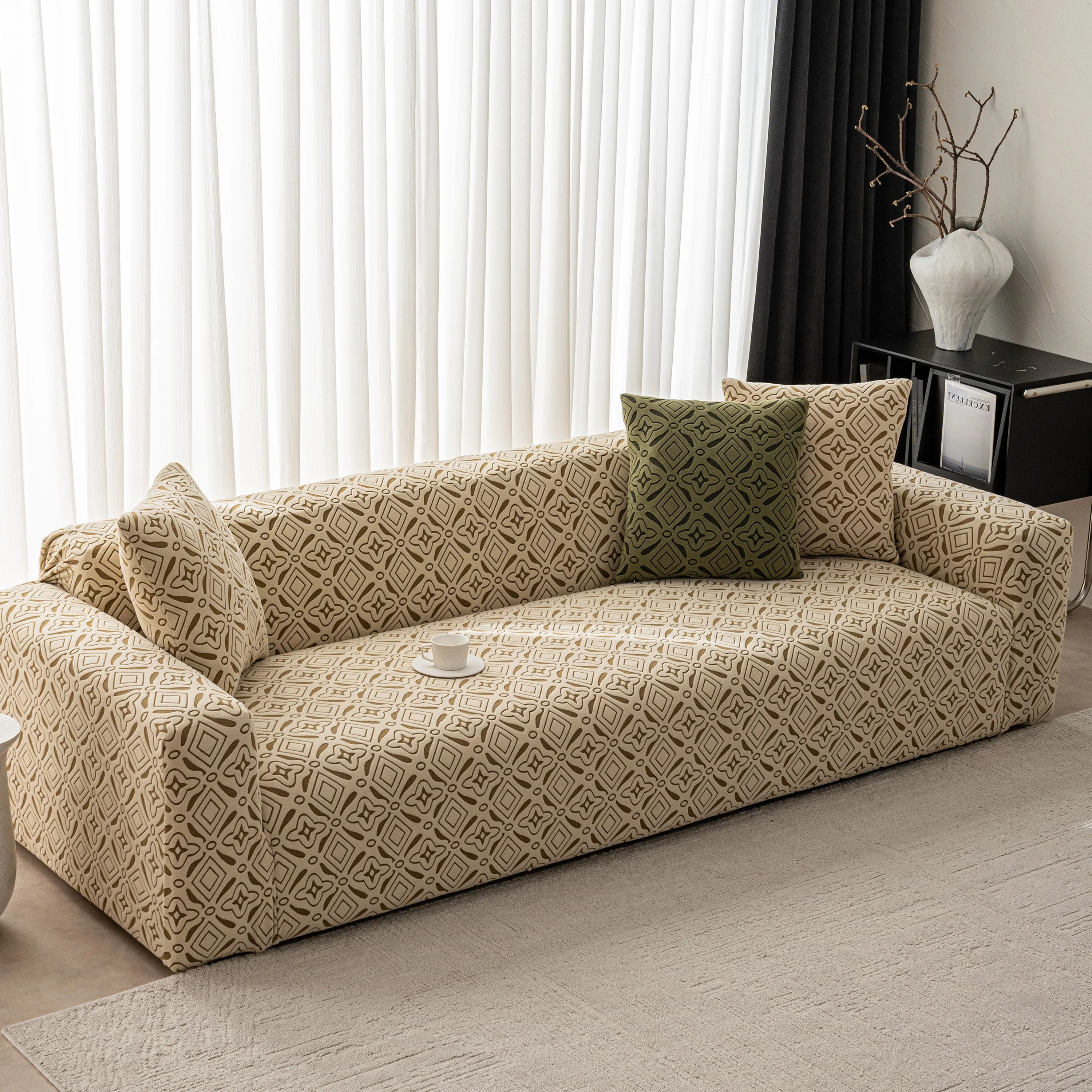 3D Jacquard Geometric Sofa Cover, High Stretch Soft Polar Fleece Slipcover for Couch - Image 19