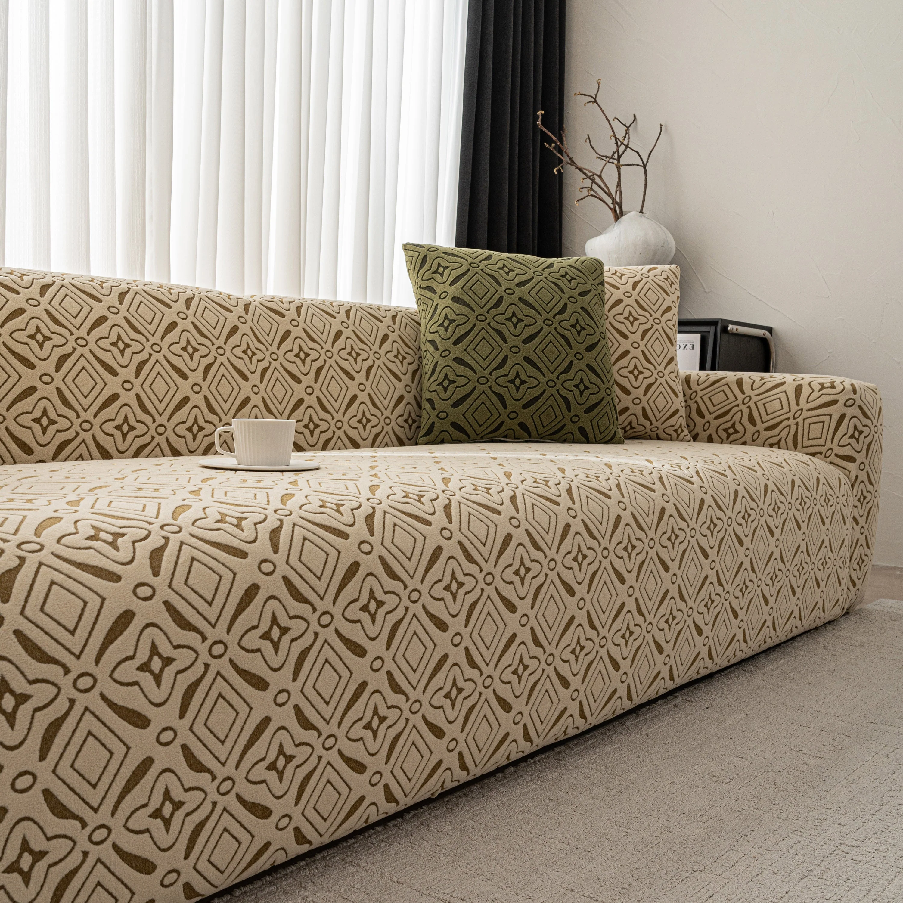 3D Jacquard Geometric Sofa Cover, High Stretch Soft Polar Fleece Slipcover for Couch - Image 20
