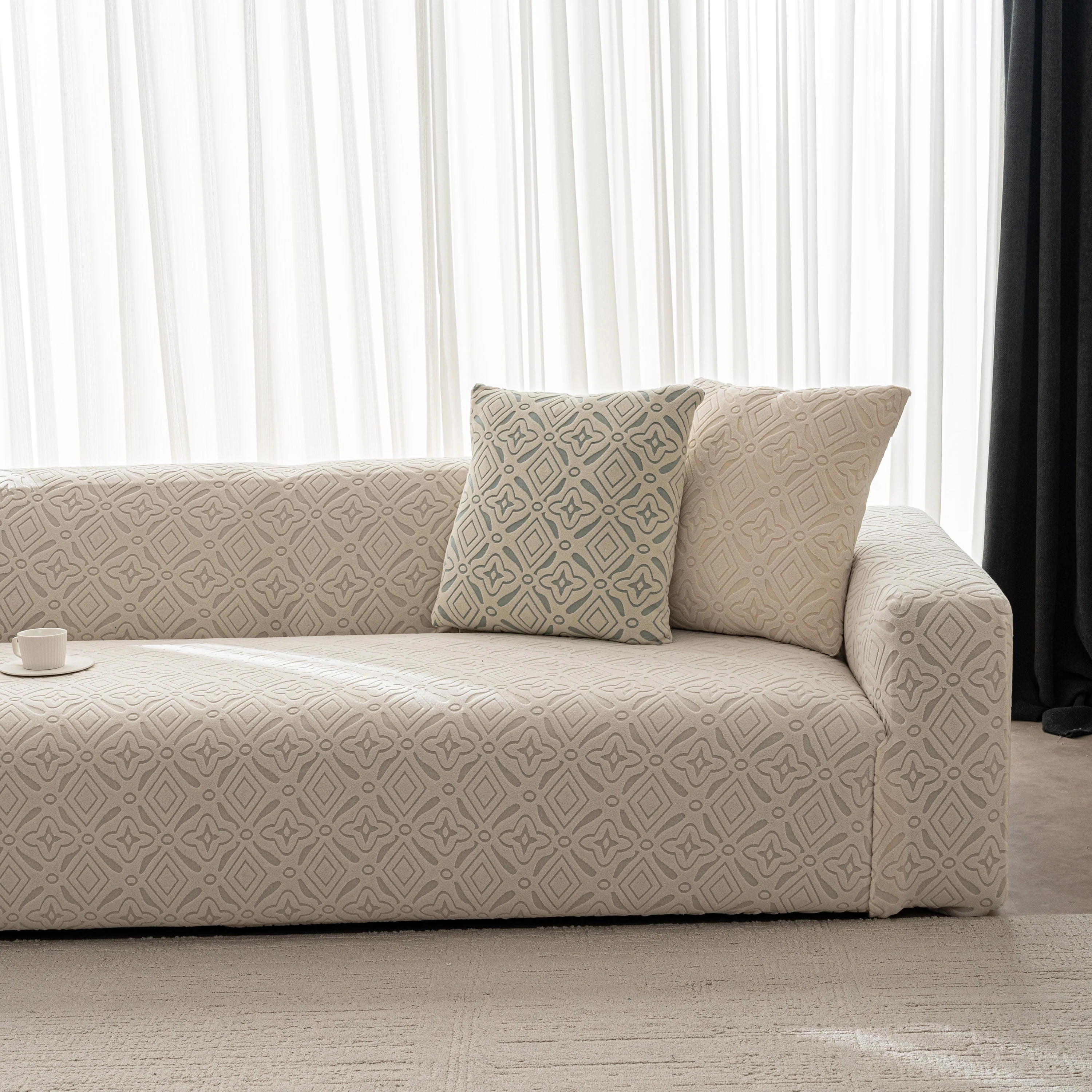 3D Jacquard Geometric Sofa Cover, High Stretch Soft Polar Fleece Slipcover for Couch - Image 23