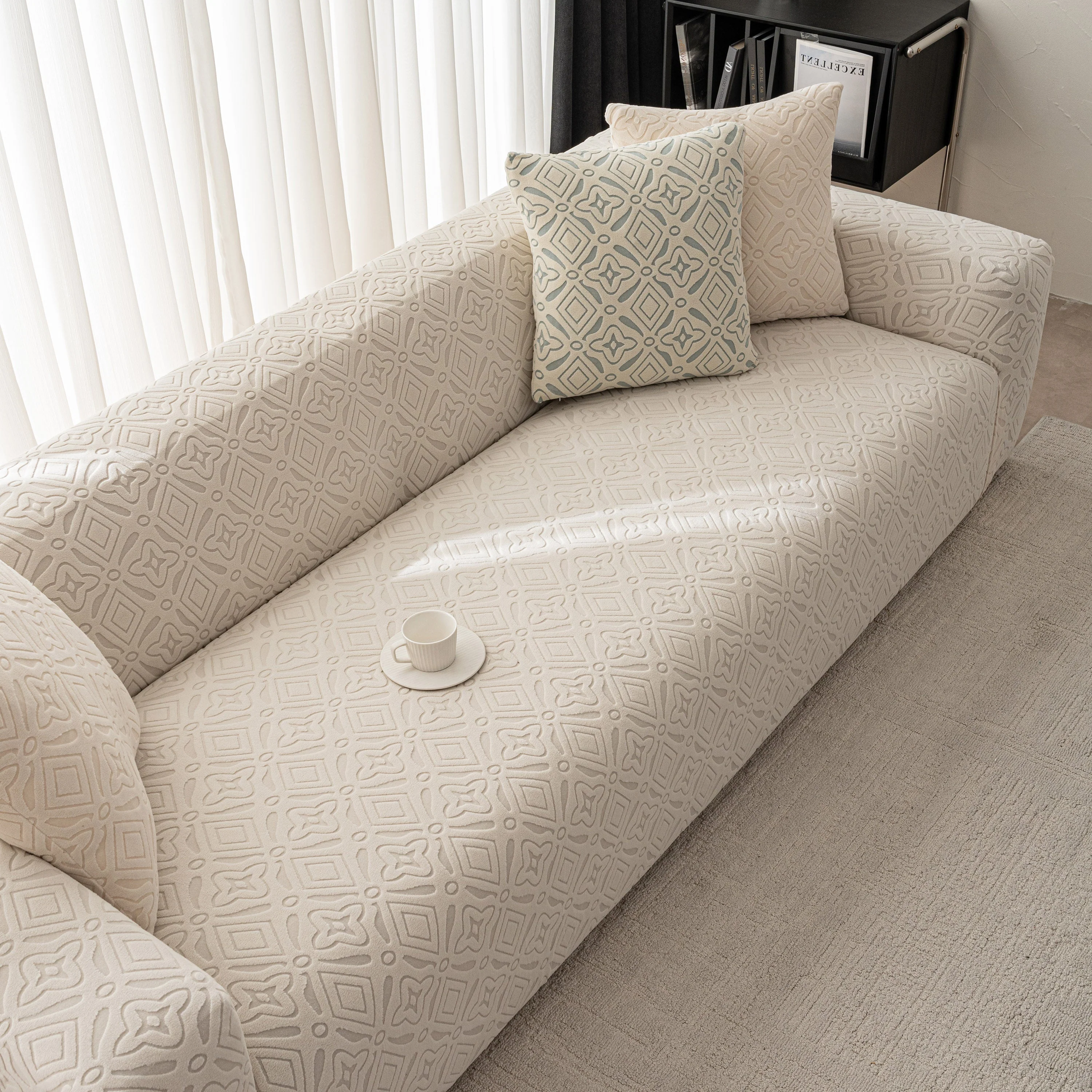 3D Jacquard Geometric Sofa Cover, High Stretch Soft Polar Fleece Slipcover for Couch - Image 28