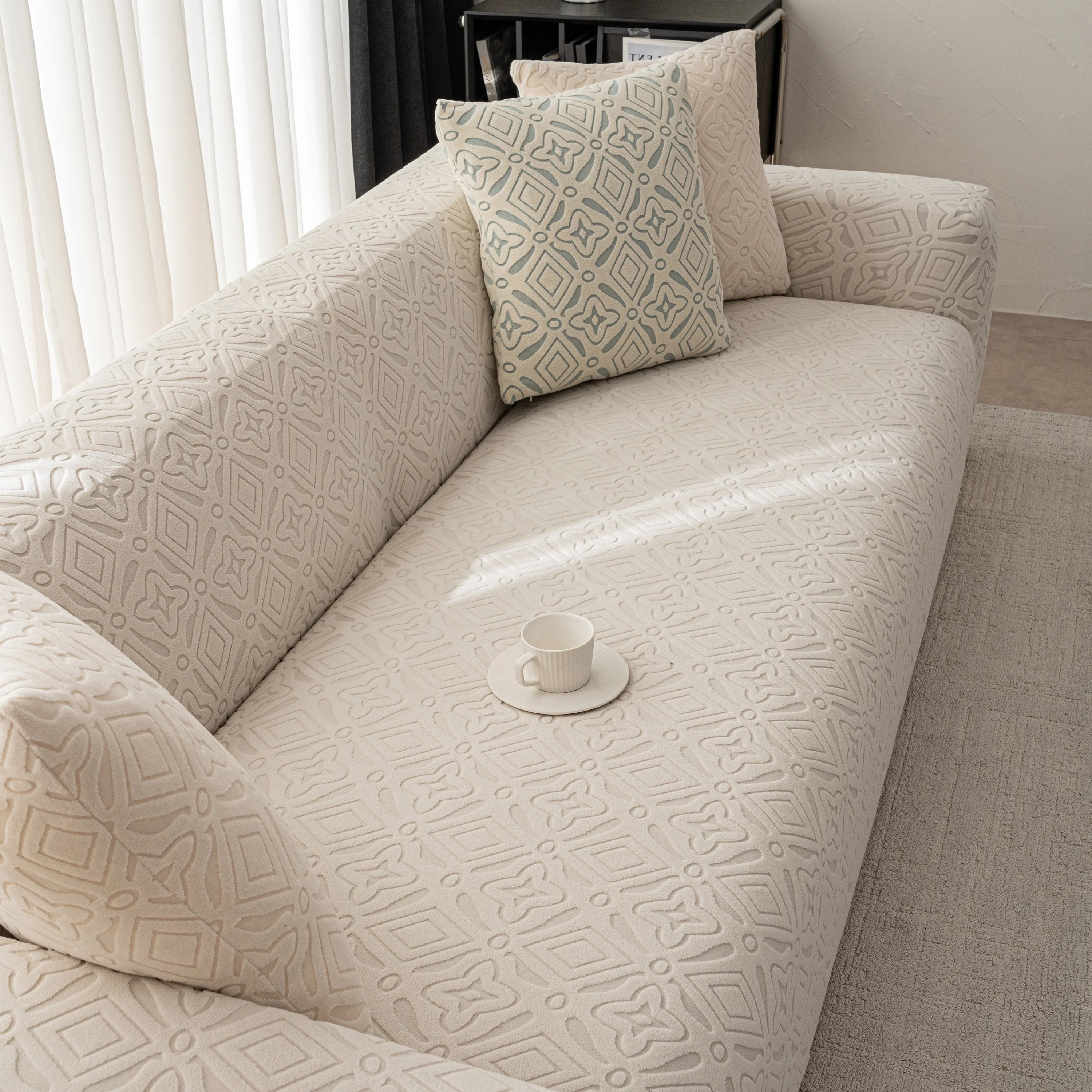 3D Jacquard Geometric Sofa Cover, High Stretch Soft Polar Fleece Slipcover for Couch - Image 29