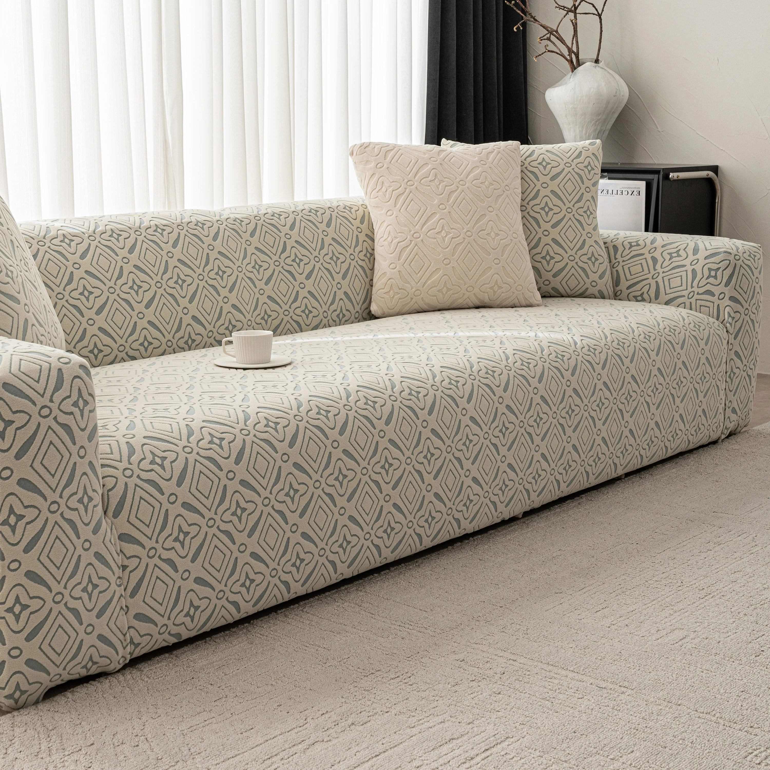 3D Jacquard Geometric Sofa Cover, High Stretch Soft Polar Fleece Slipcover for Couch - Image 38