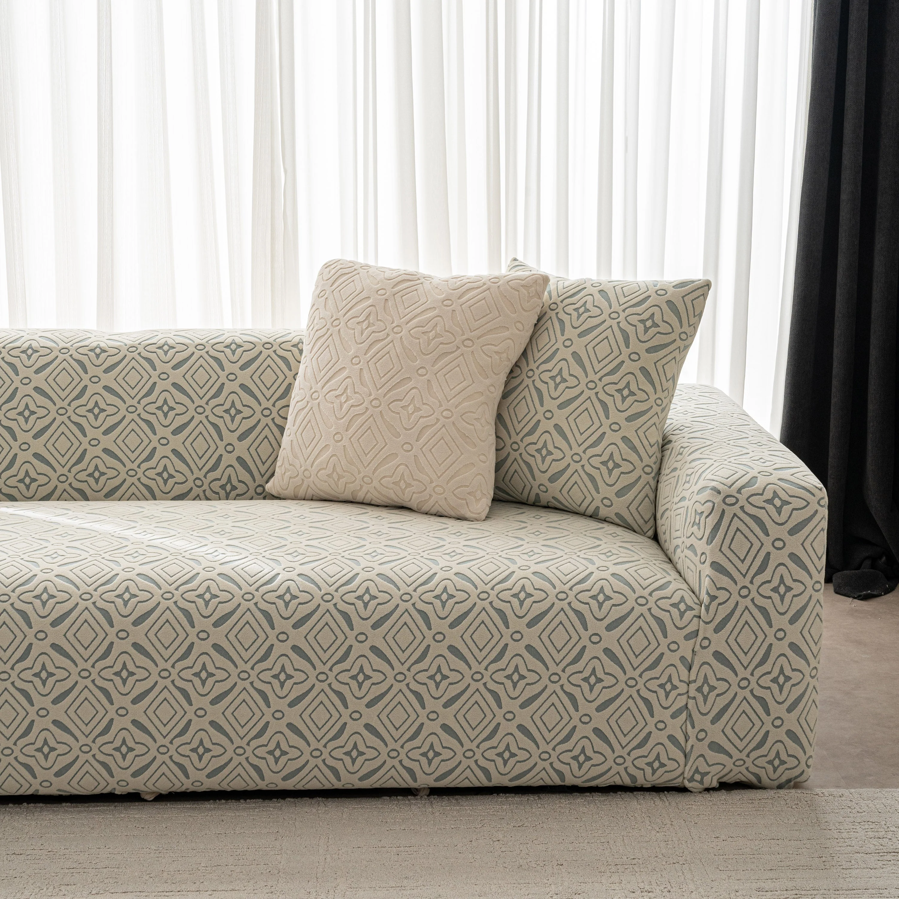 3D Jacquard Geometric Sofa Cover, High Stretch Soft Polar Fleece Slipcover for Couch - Image 39