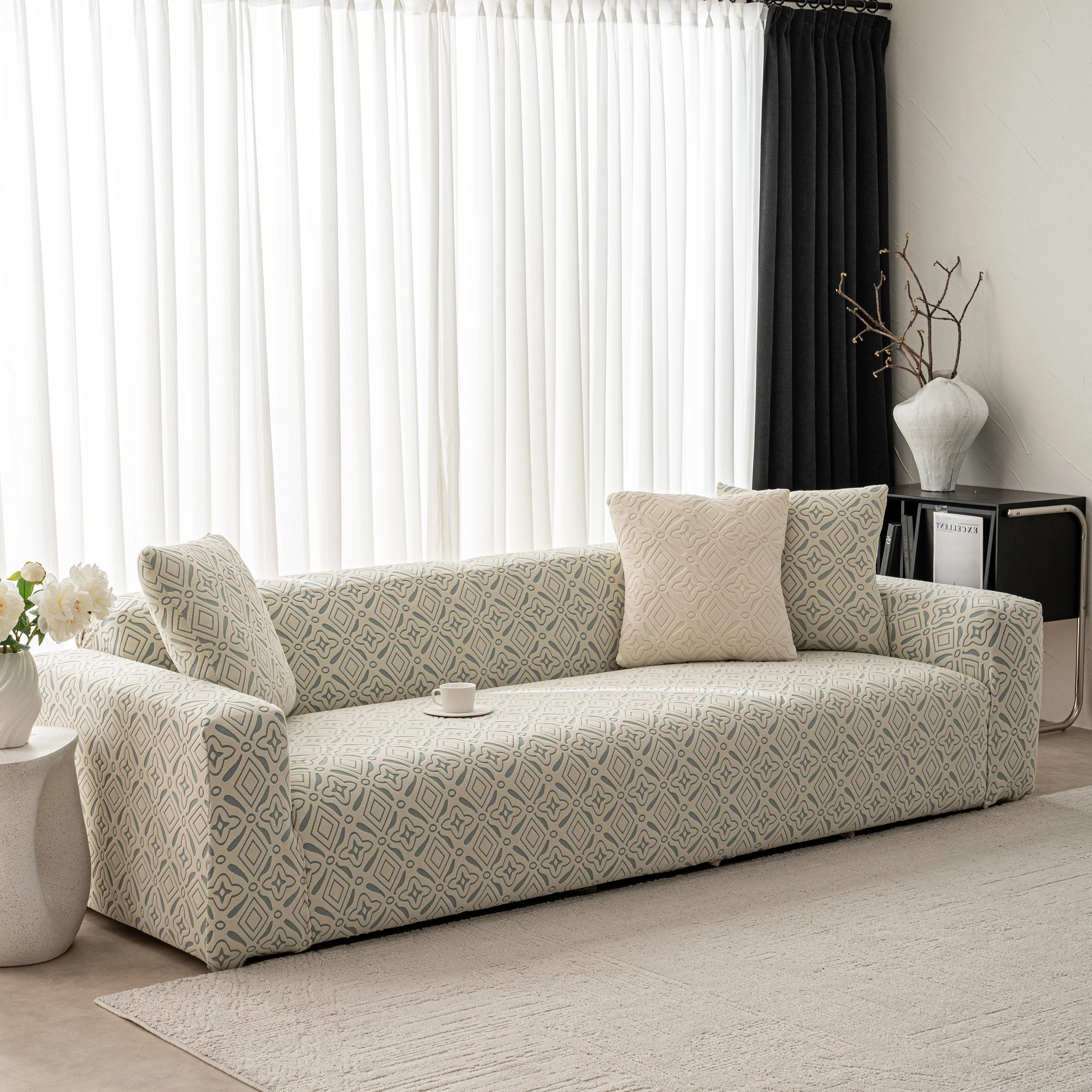 3D Jacquard Geometric Sofa Cover, High Stretch Soft Polar Fleece Slipcover for Couch - Image 40