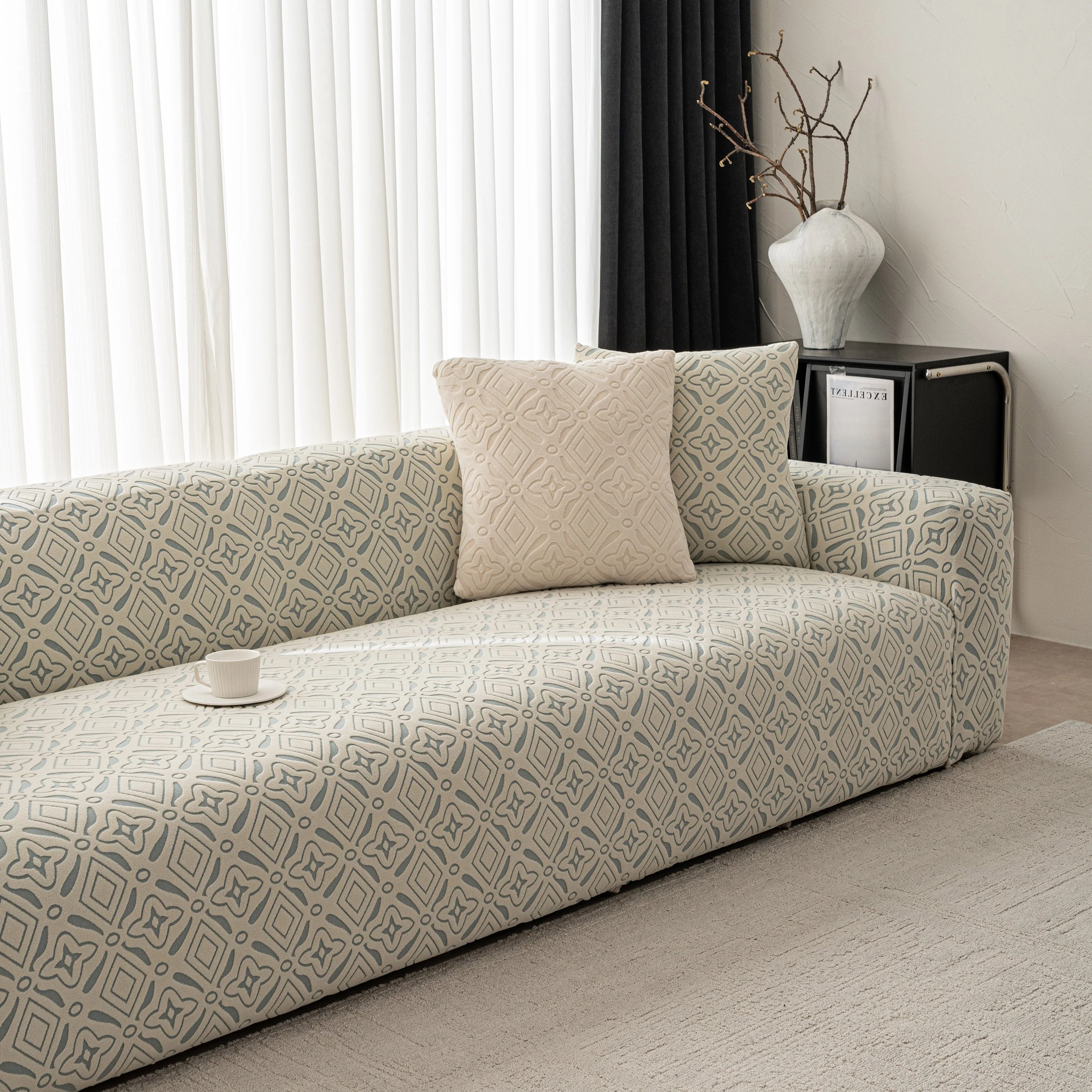 3D Jacquard Geometric Sofa Cover, High Stretch Soft Polar Fleece Slipcover for Couch - Image 43