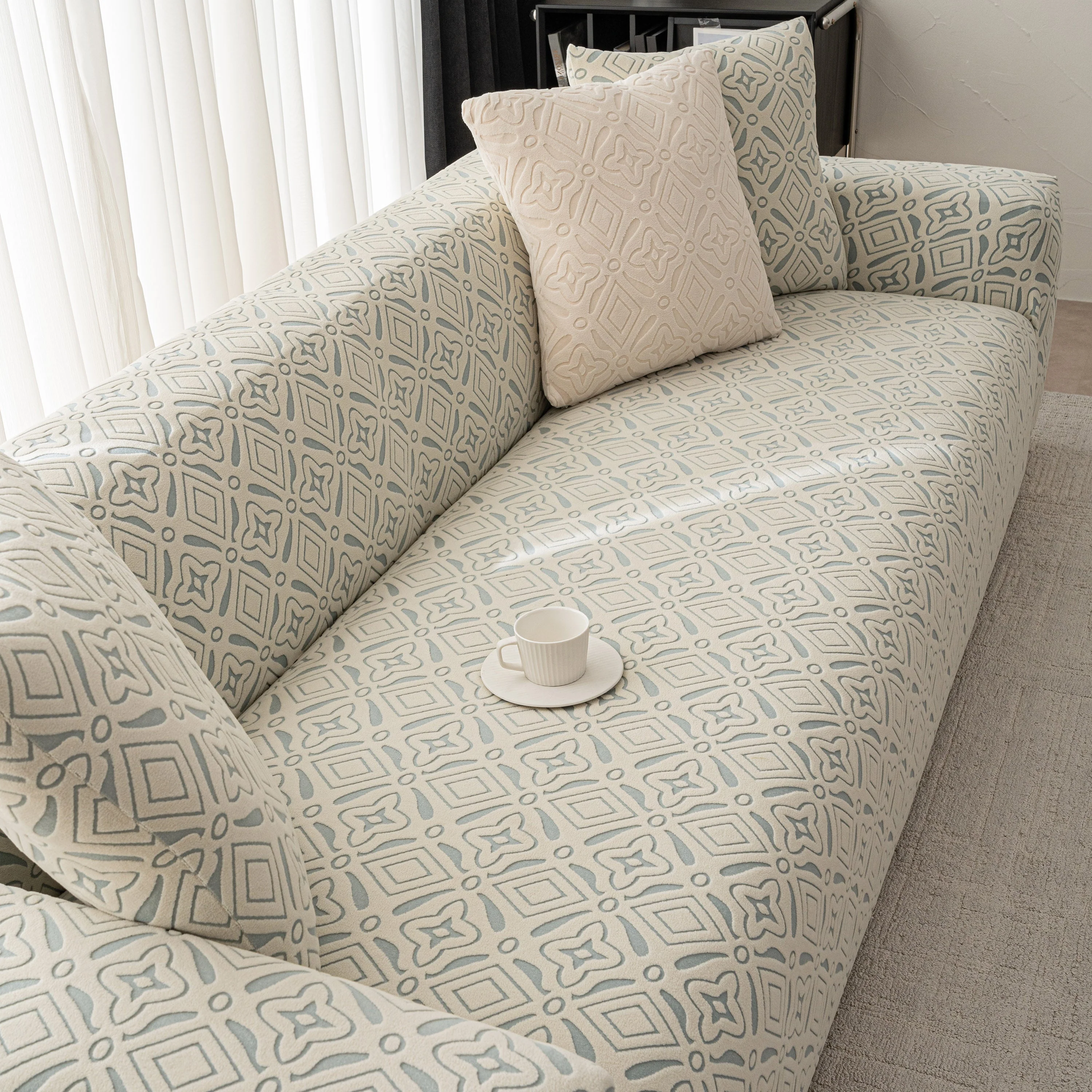 3D Jacquard Geometric Sofa Cover, High Stretch Soft Polar Fleece Slipcover for Couch - Image 44
