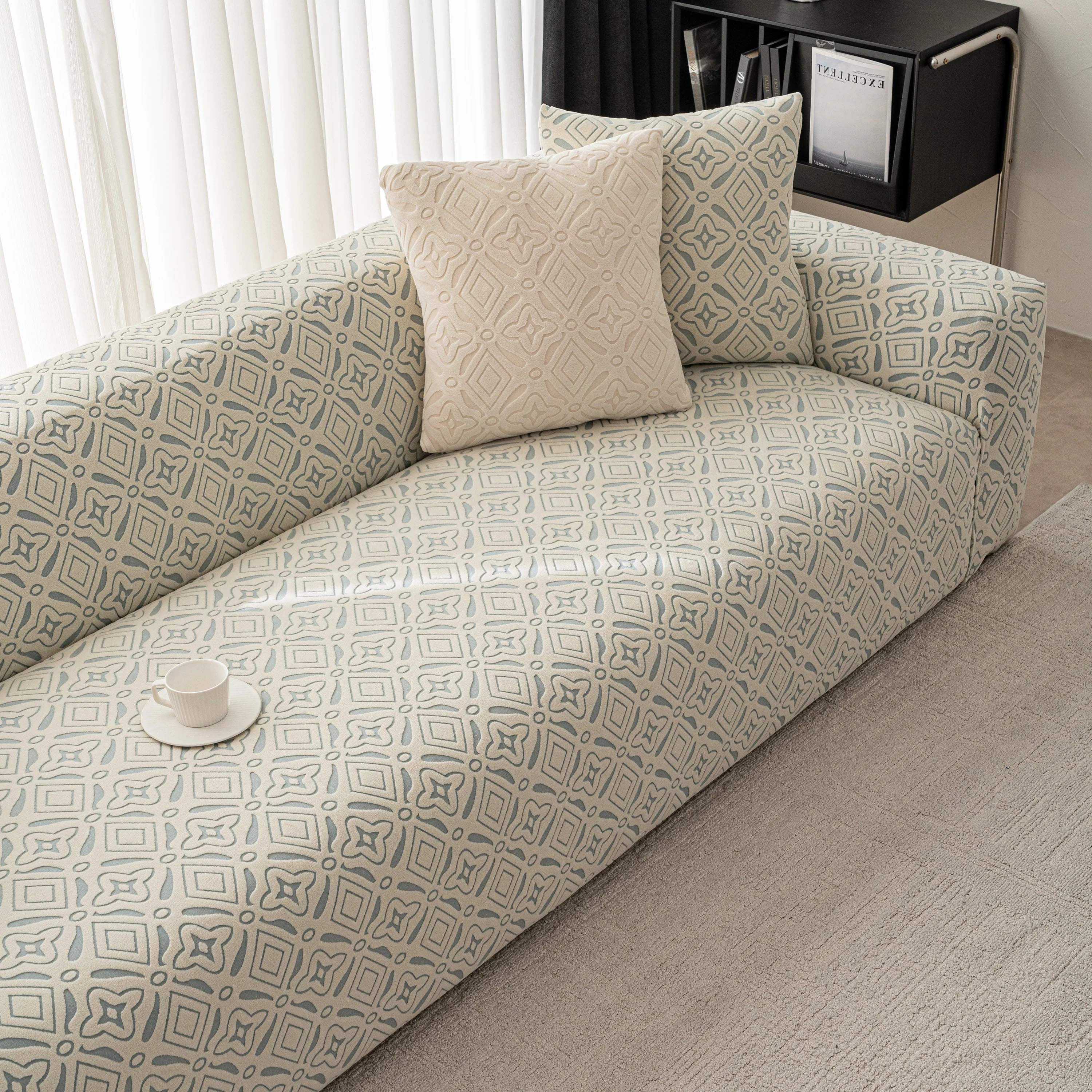 3D Jacquard Geometric Sofa Cover, High Stretch Soft Polar Fleece Slipcover for Couch - Image 52