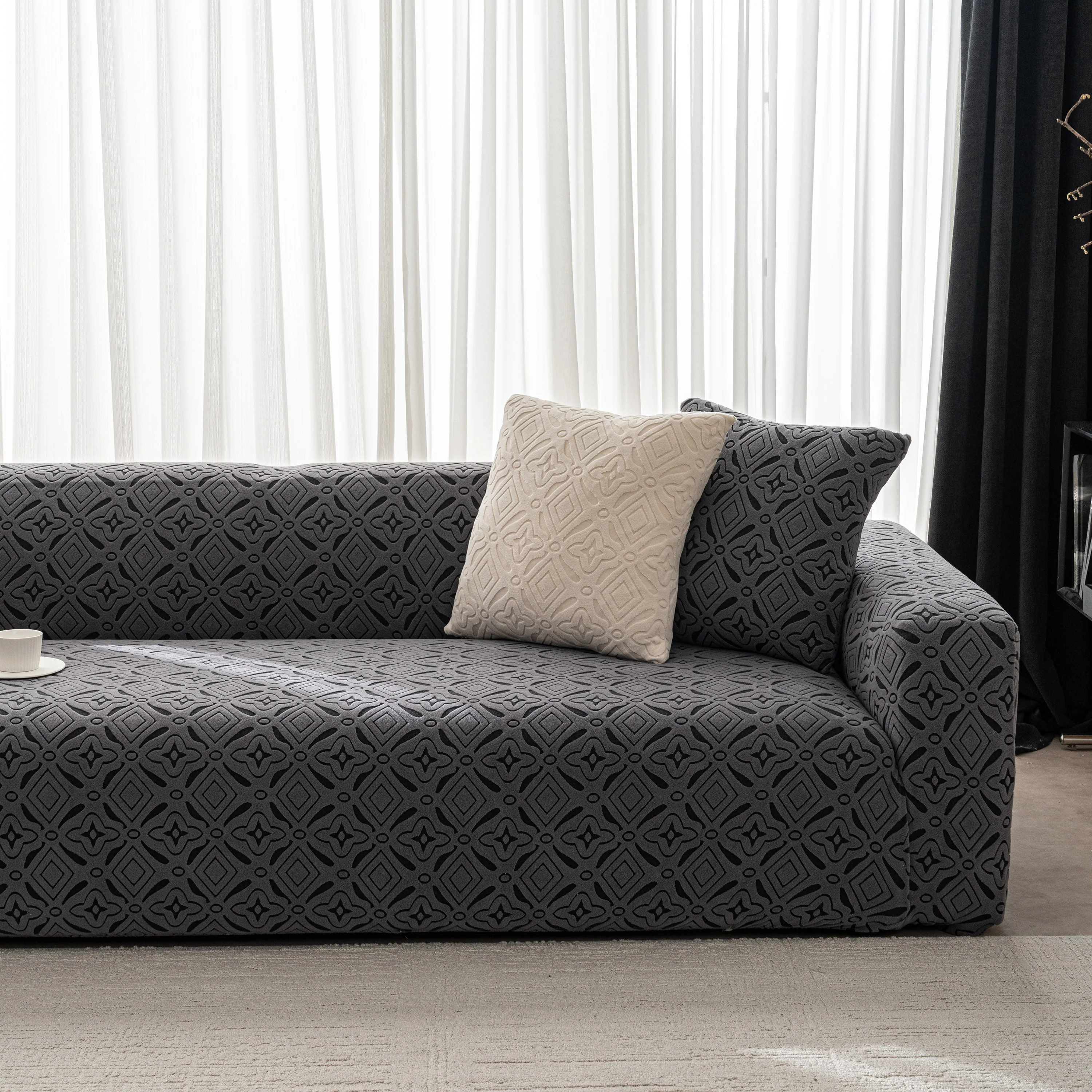 3D Jacquard Geometric Sofa Cover, High Stretch Soft Polar Fleece Slipcover for Couch - Image 55