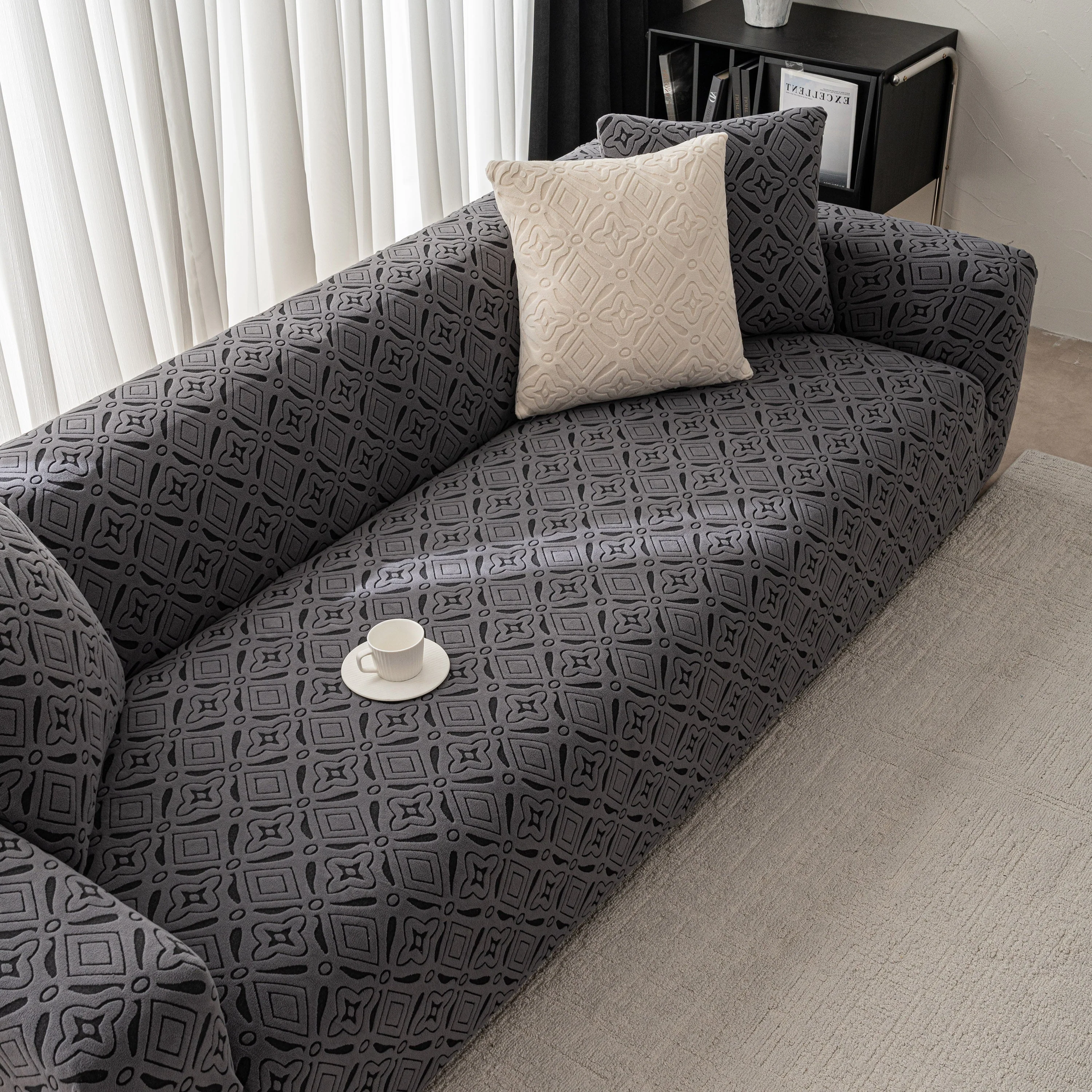 3D Jacquard Geometric Sofa Cover, High Stretch Soft Polar Fleece Slipcover for Couch - Image 60