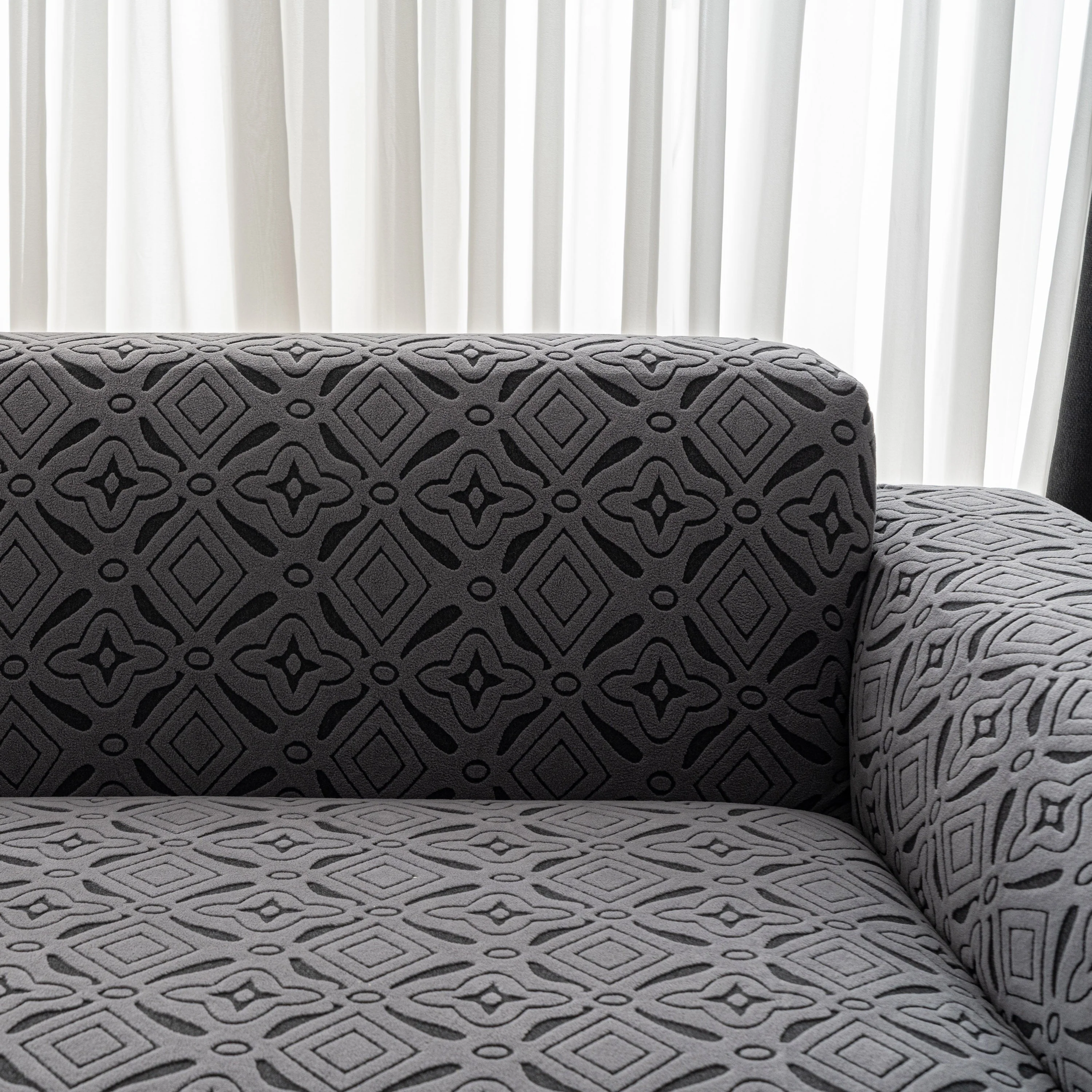 3D Jacquard Geometric Sofa Cover, High Stretch Soft Polar Fleece Slipcover for Couch - Image 68