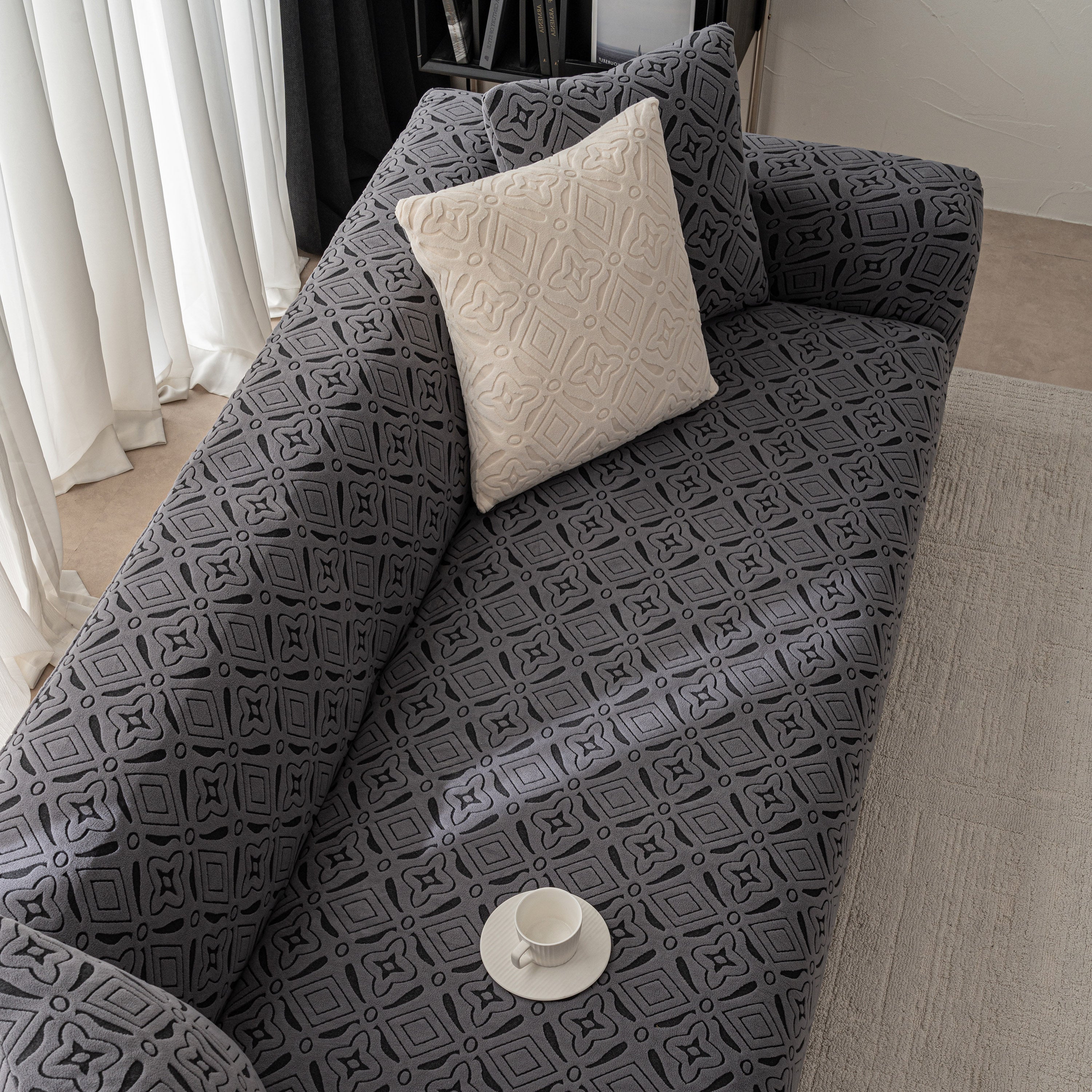 3D Jacquard Geometric Sofa Cover, High Stretch Soft Polar Fleece Slipcover for Couch - Image 72