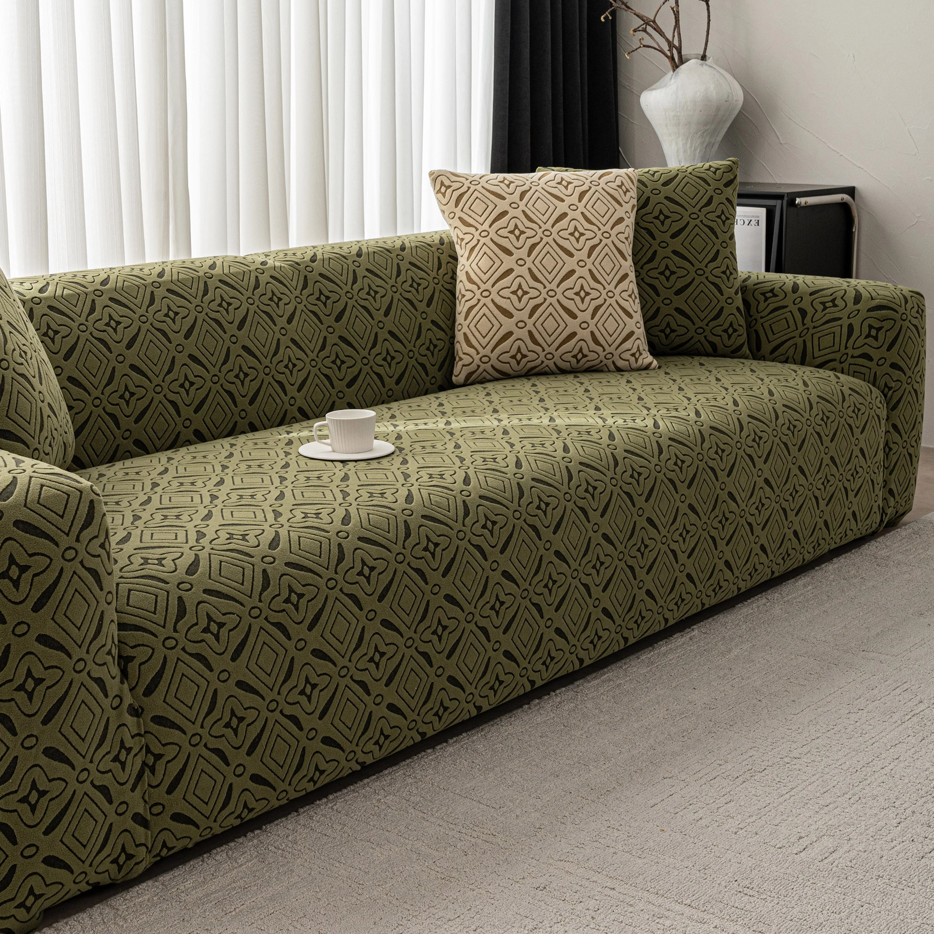 3D Jacquard Geometric Sofa Cover, High Stretch Soft Polar Fleece Slipcover for Couch - Image 75