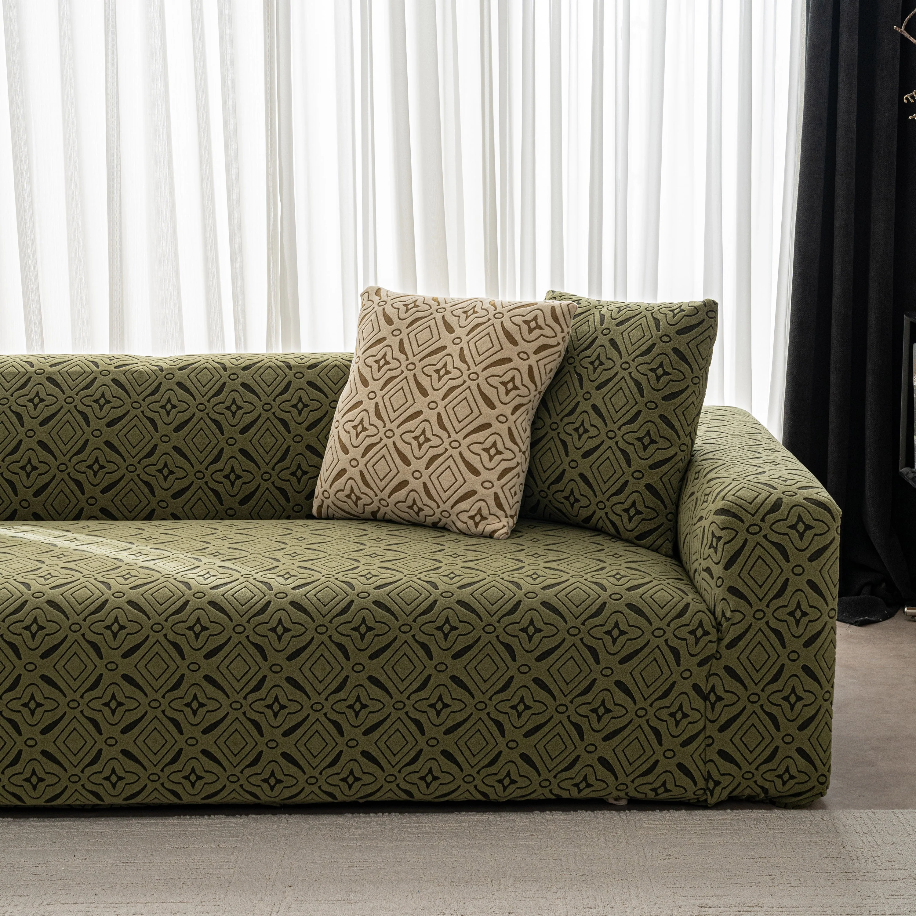 3D Jacquard Geometric Sofa Cover, High Stretch Soft Polar Fleece Slipcover for Couch - Image 76