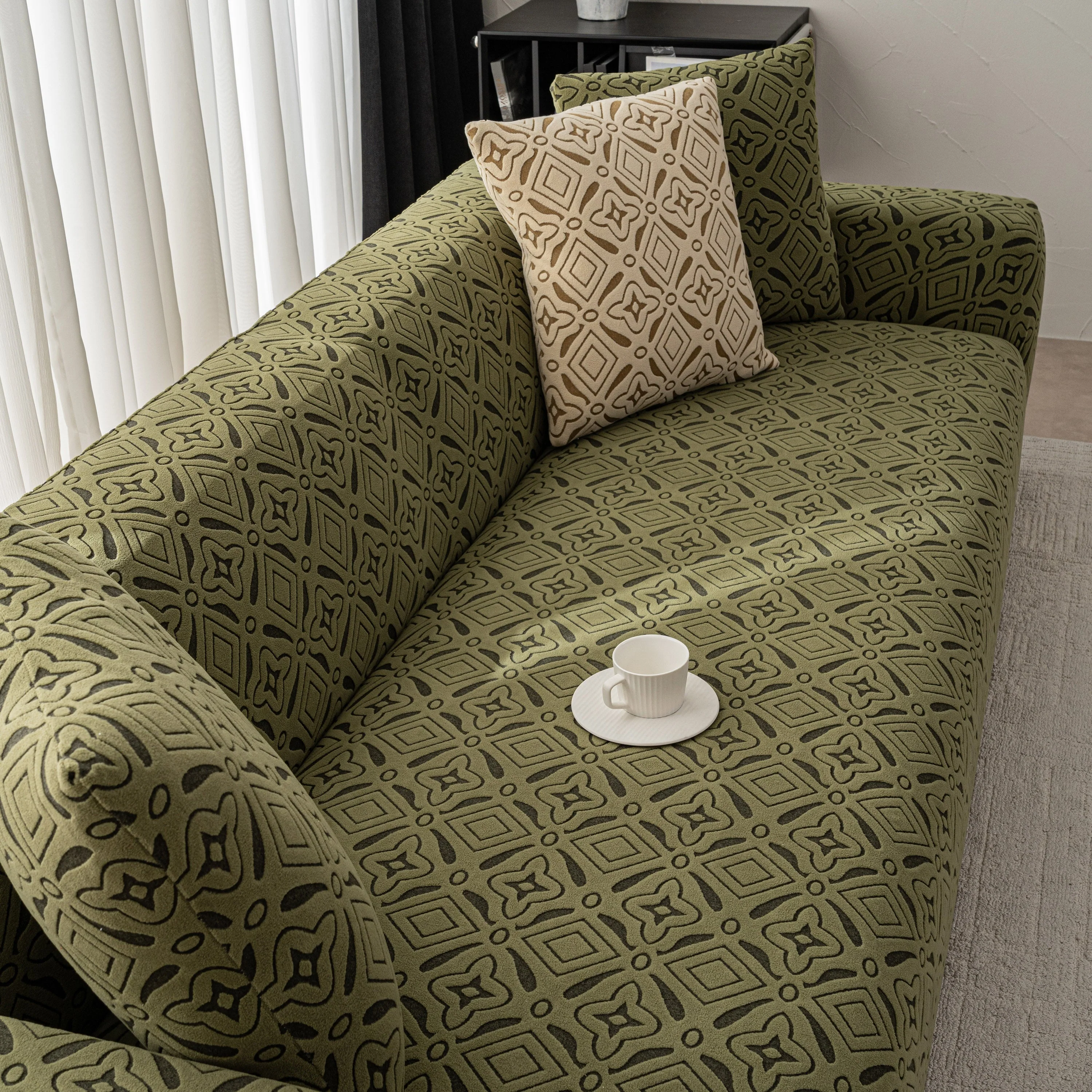 3D Jacquard Geometric Sofa Cover, High Stretch Soft Polar Fleece Slipcover for Couch - Image 82