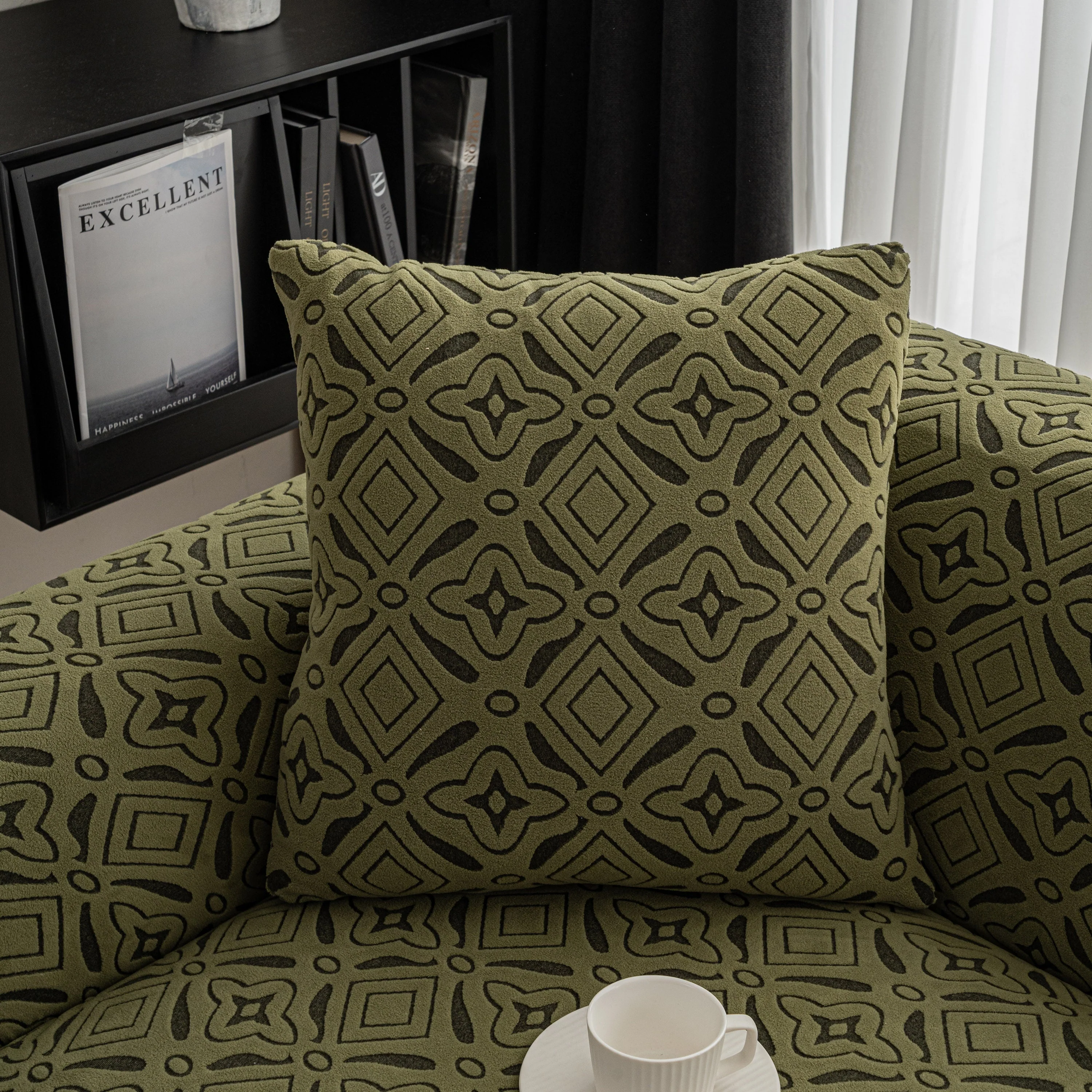3D Jacquard Geometric Sofa Cover, High Stretch Soft Polar Fleece Slipcover for Couch - Image 88