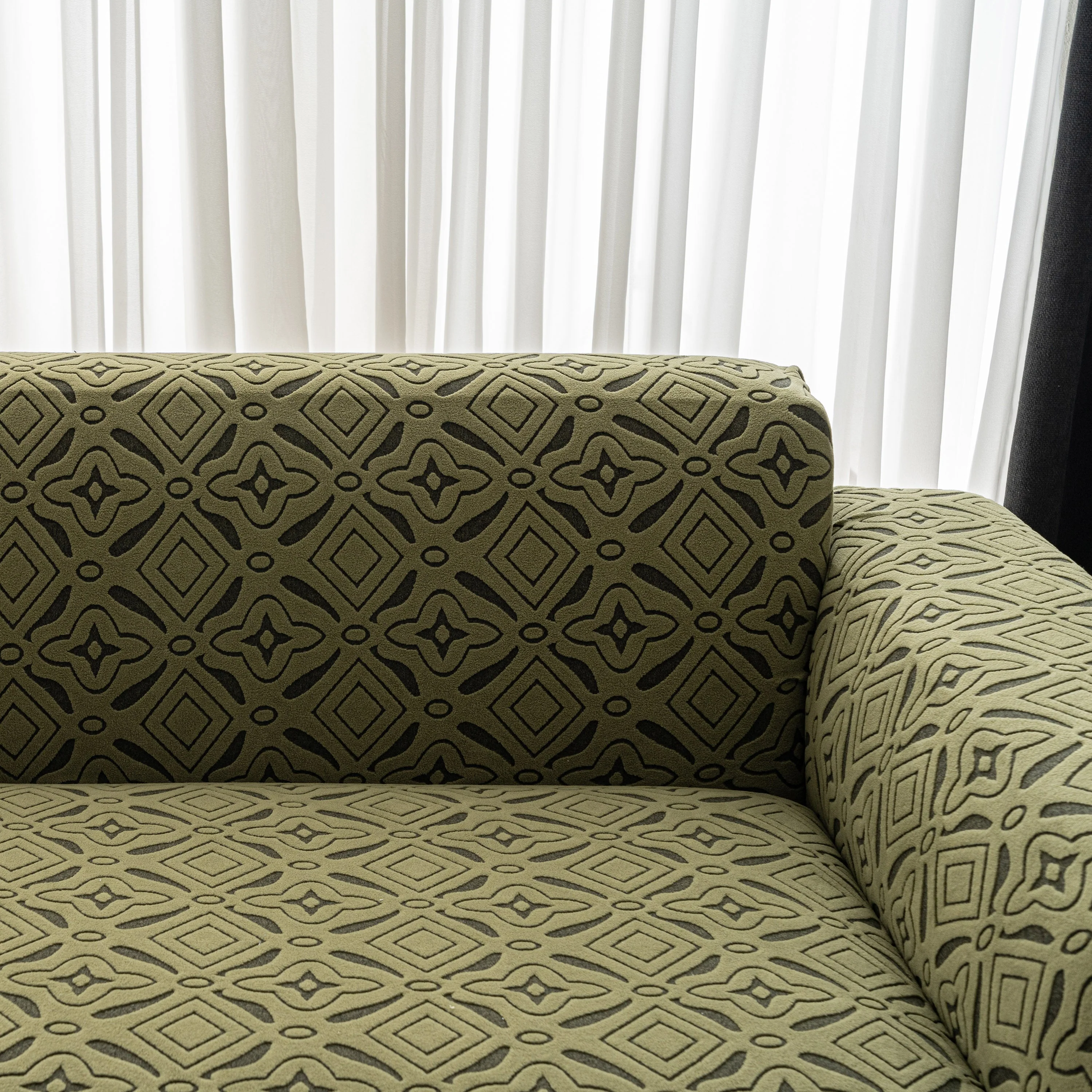 3D Jacquard Geometric Sofa Cover, High Stretch Soft Polar Fleece Slipcover for Couch - Image 89