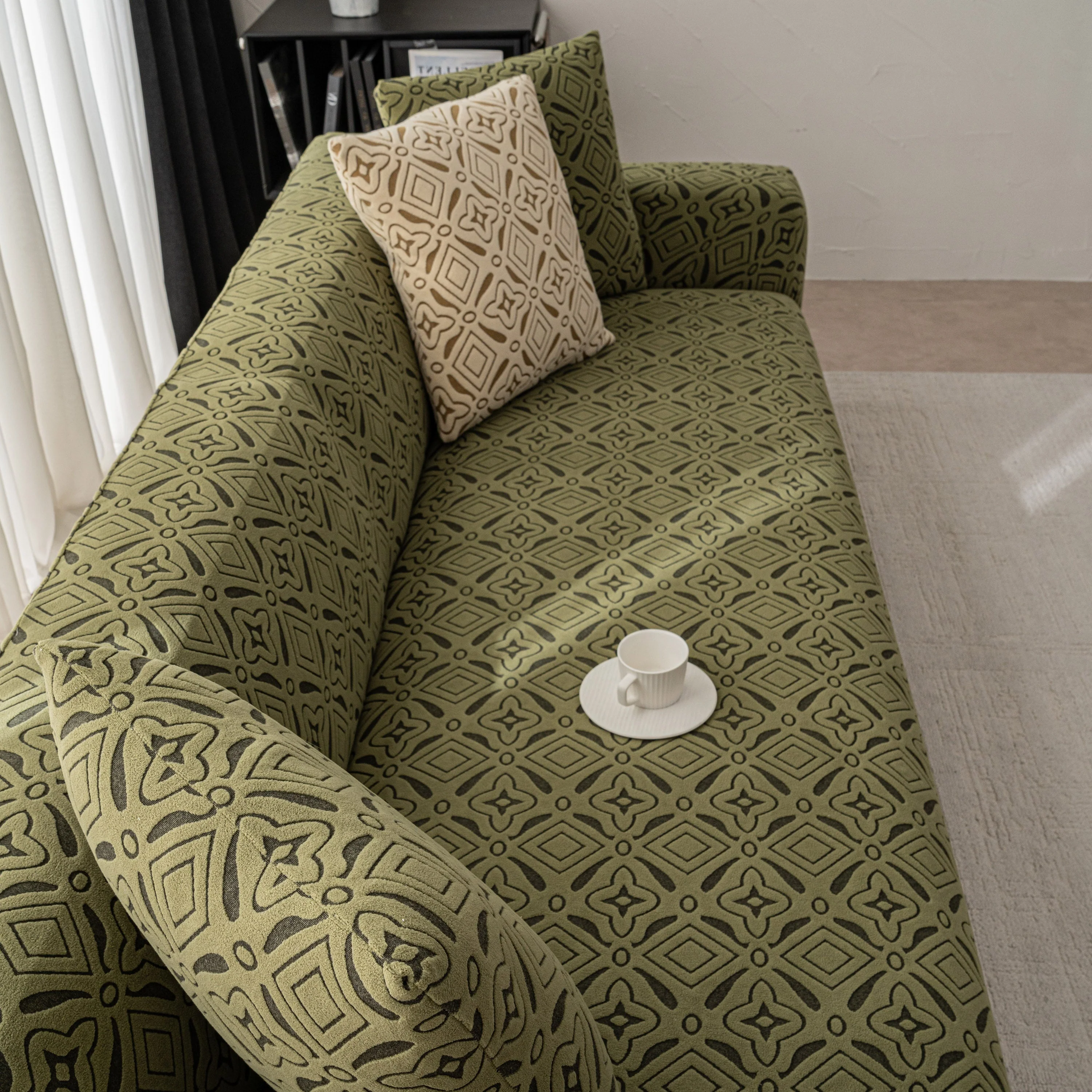 3D Jacquard Geometric Sofa Cover, High Stretch Soft Polar Fleece Slipcover for Couch - Image 94