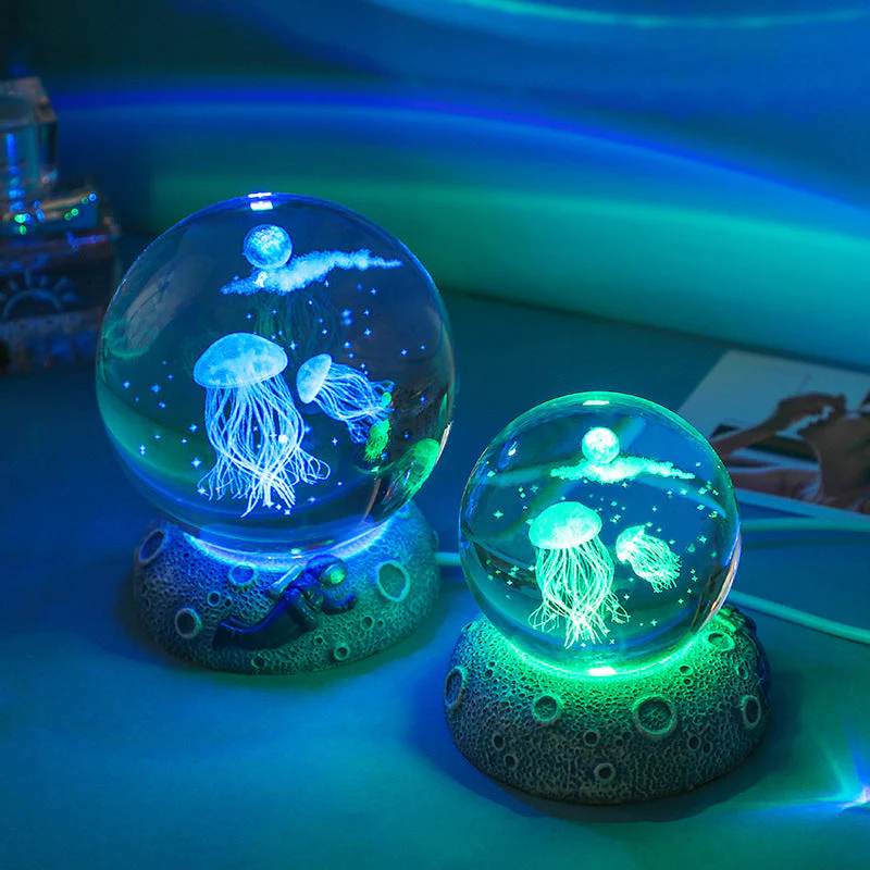 3D Jerryfish Crystal Night Lights, Glass Ball Light Christmas Gifts - Image 4