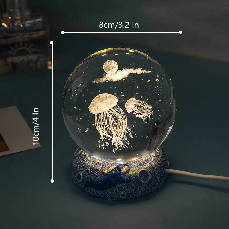 3D Jerryfish Crystal Night Lights, Glass Ball Light Christmas Gifts - Image 5