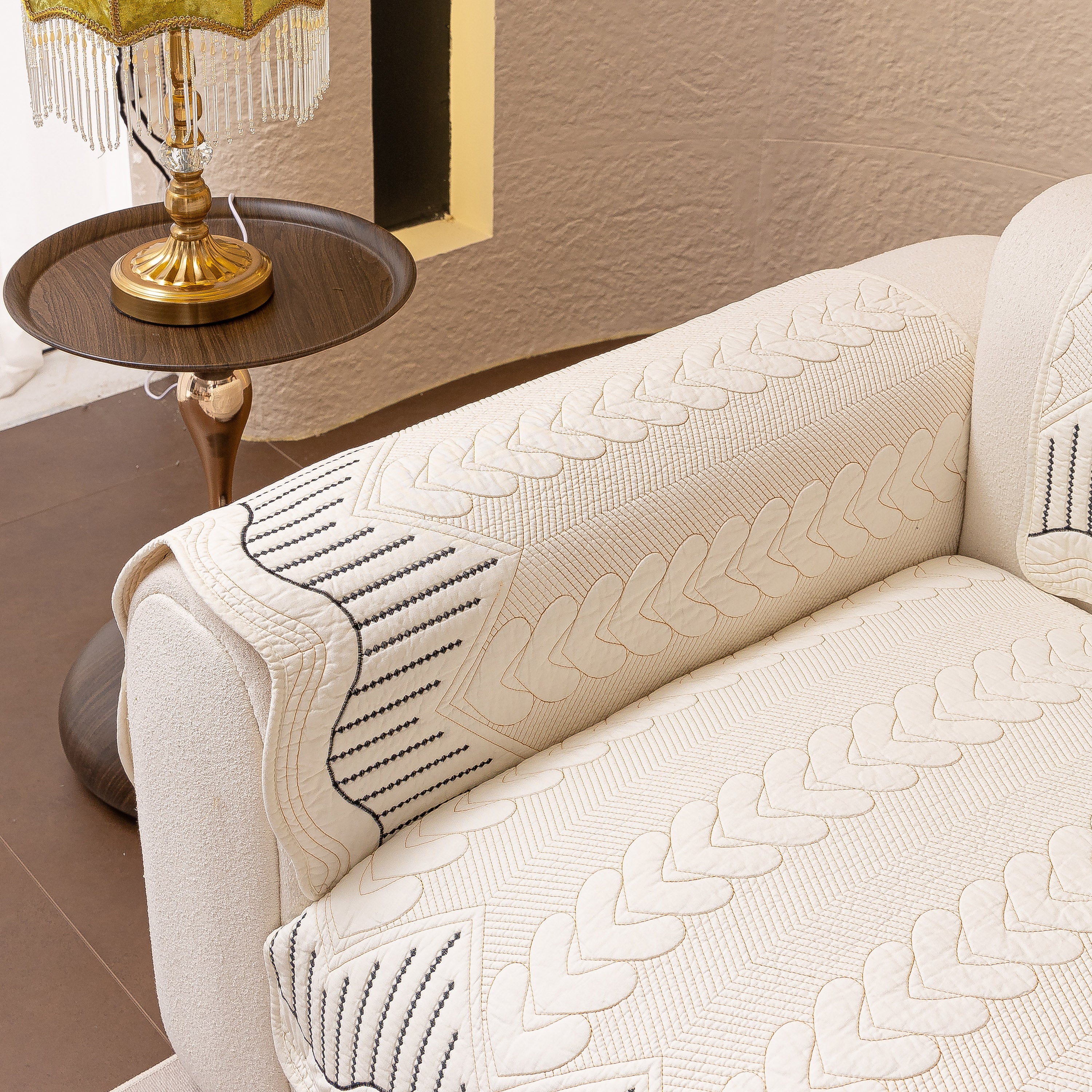 3D Quilted Thick Cotton Sofa Cover Non-Slip Couch Throw for Fabric & Leather Sofas - Image 15