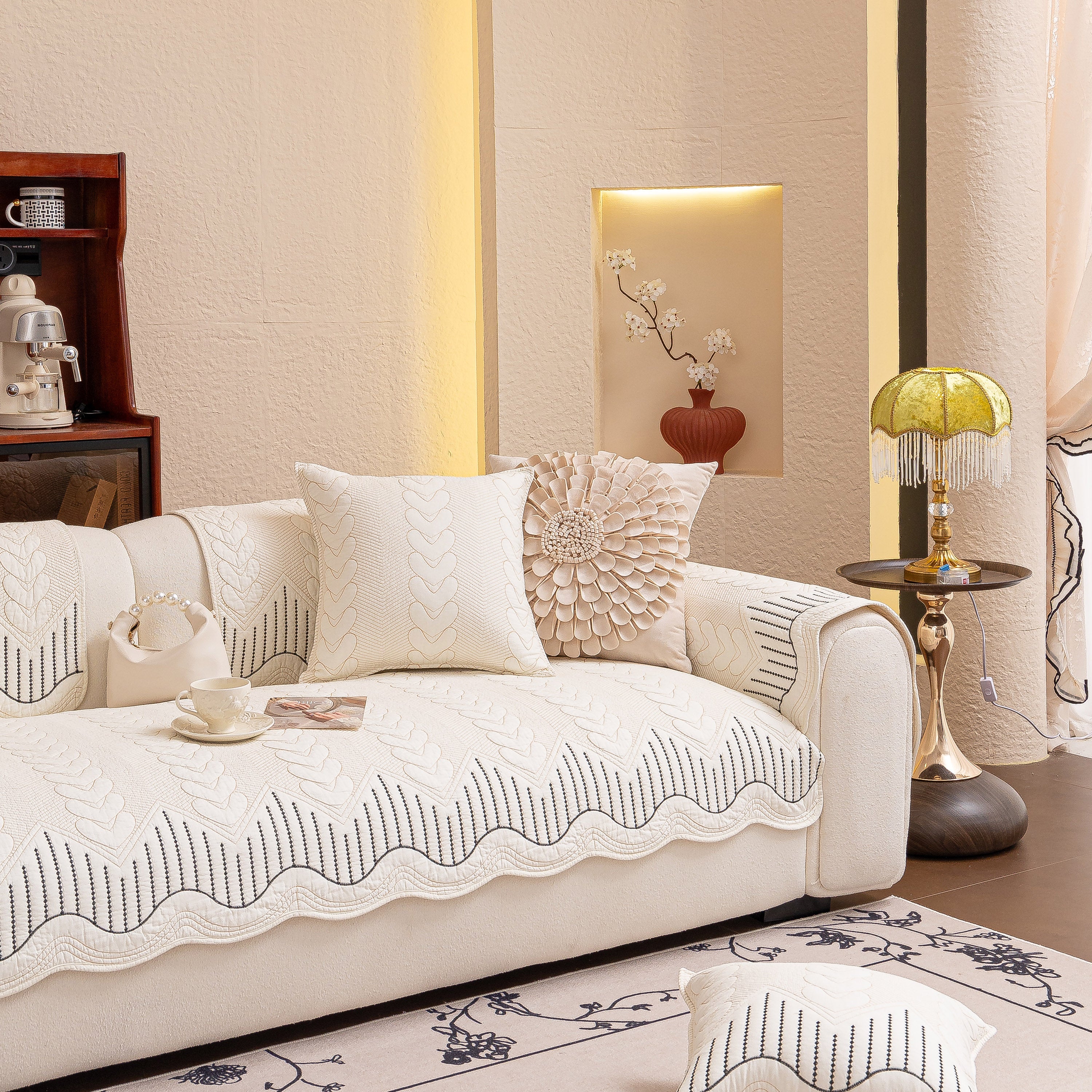 3D Quilted Thick Cotton Sofa Cover Non-Slip Couch Throw for Fabric & Leather Sofas - Image 21