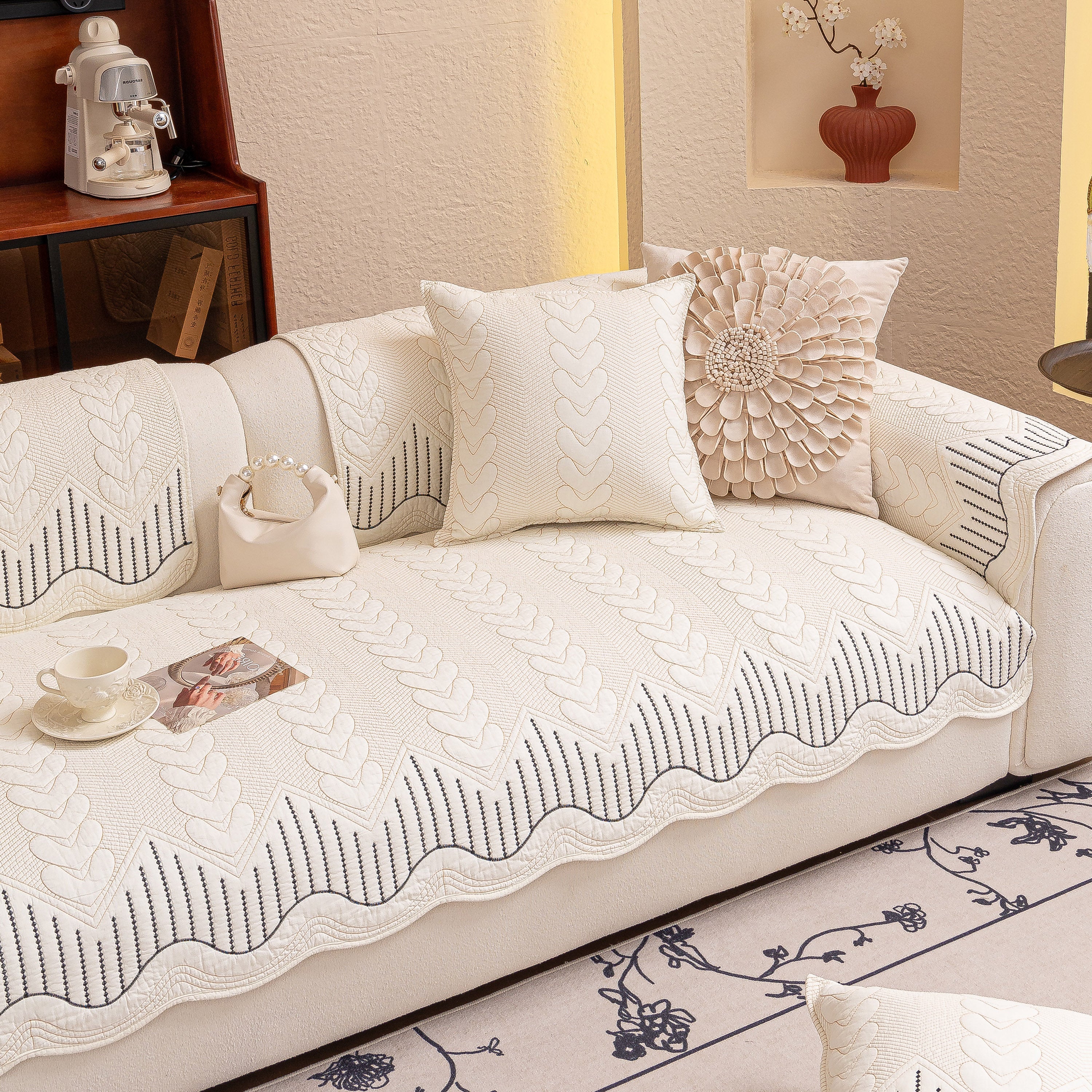 3D Quilted Thick Cotton Sofa Cover Non-Slip Couch Throw for Fabric & Leather Sofas - Image 29