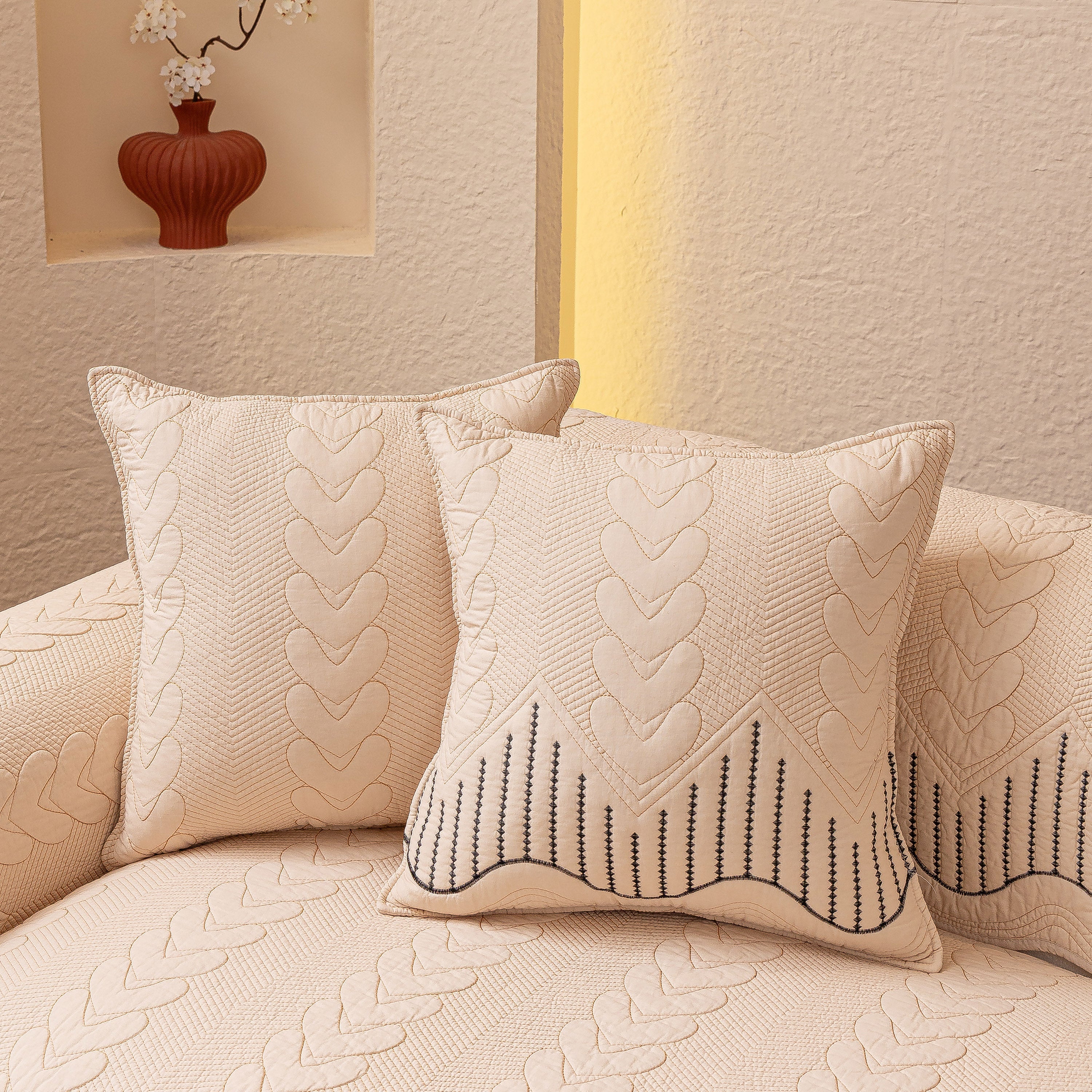 3D Quilted Thick Cotton Sofa Cover Non-Slip Couch Throw for Fabric & Leather Sofas - Image 34