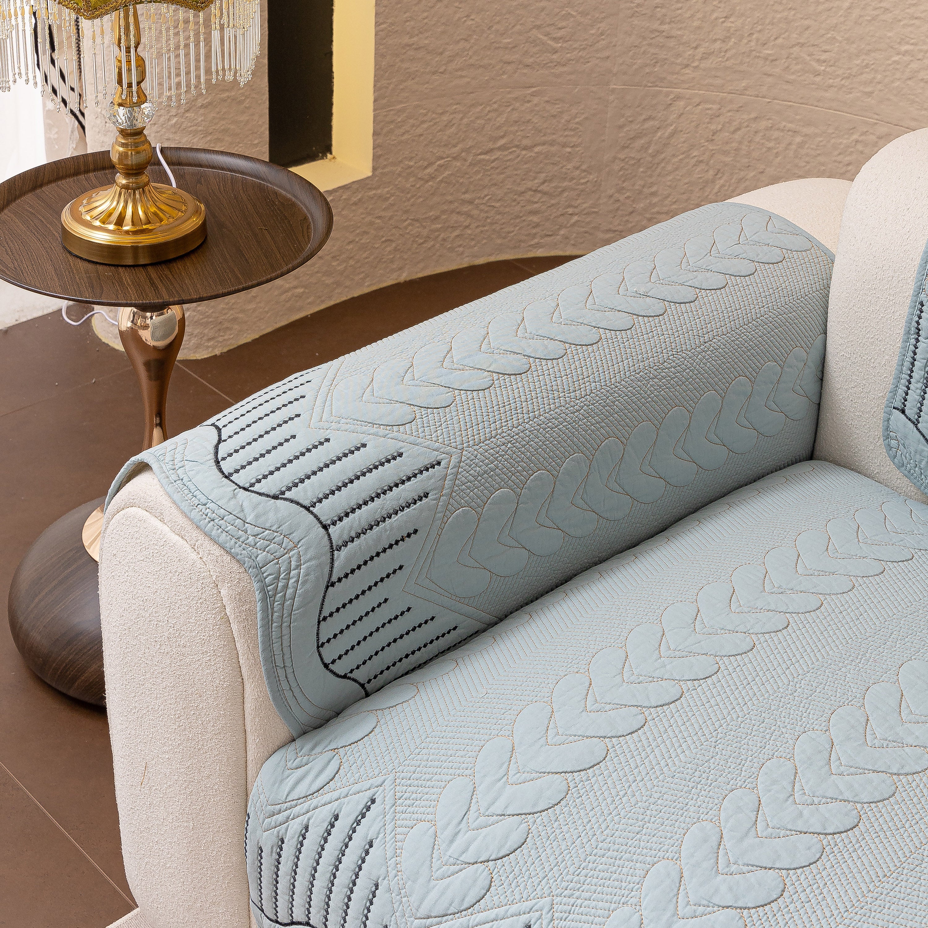 3D Quilted Thick Cotton Sofa Cover Non-Slip Couch Throw for Fabric & Leather Sofas - Image 50
