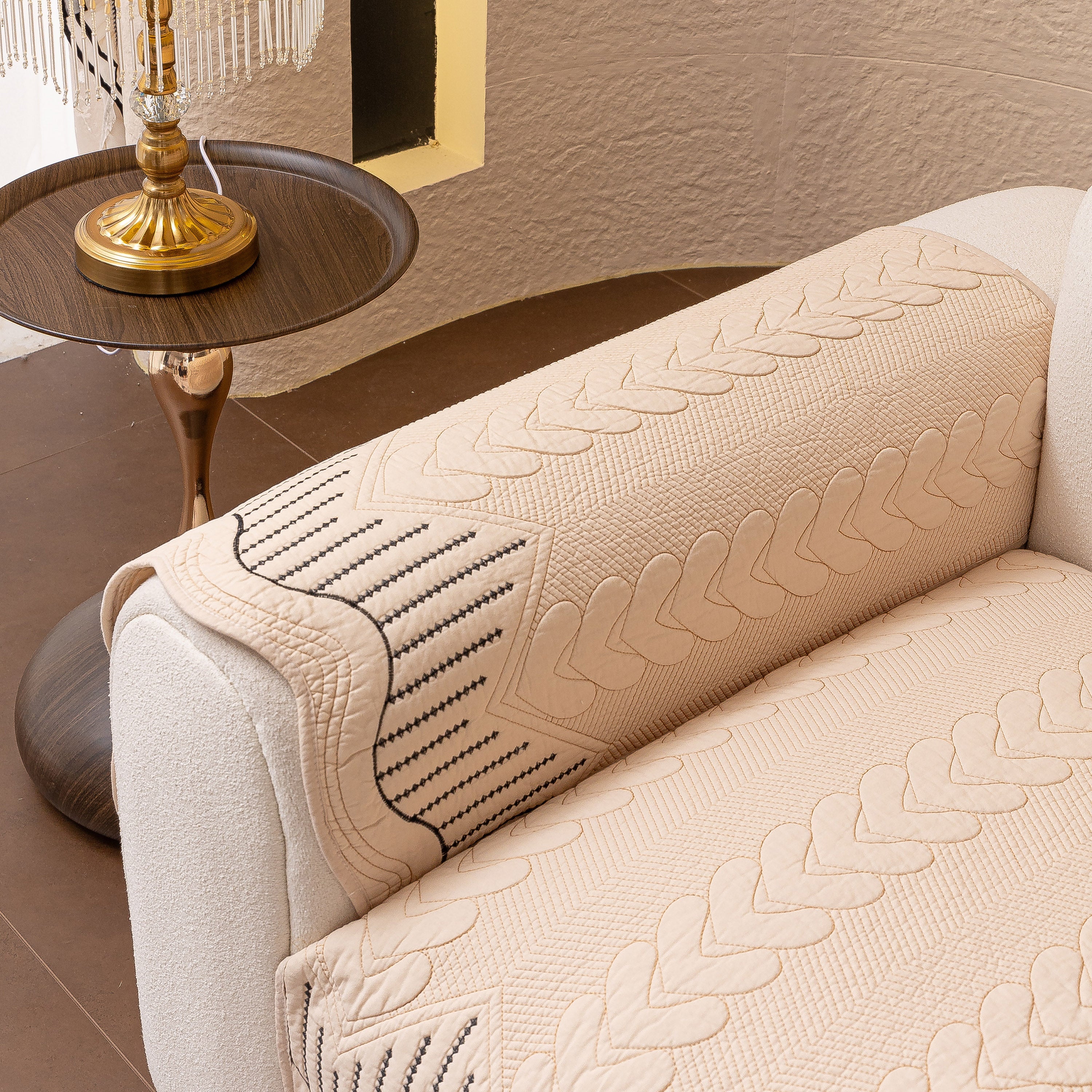 3D Quilted Thick Cotton Sofa Cover Non-Slip Couch Throw for Fabric & Leather Sofas - Image 97