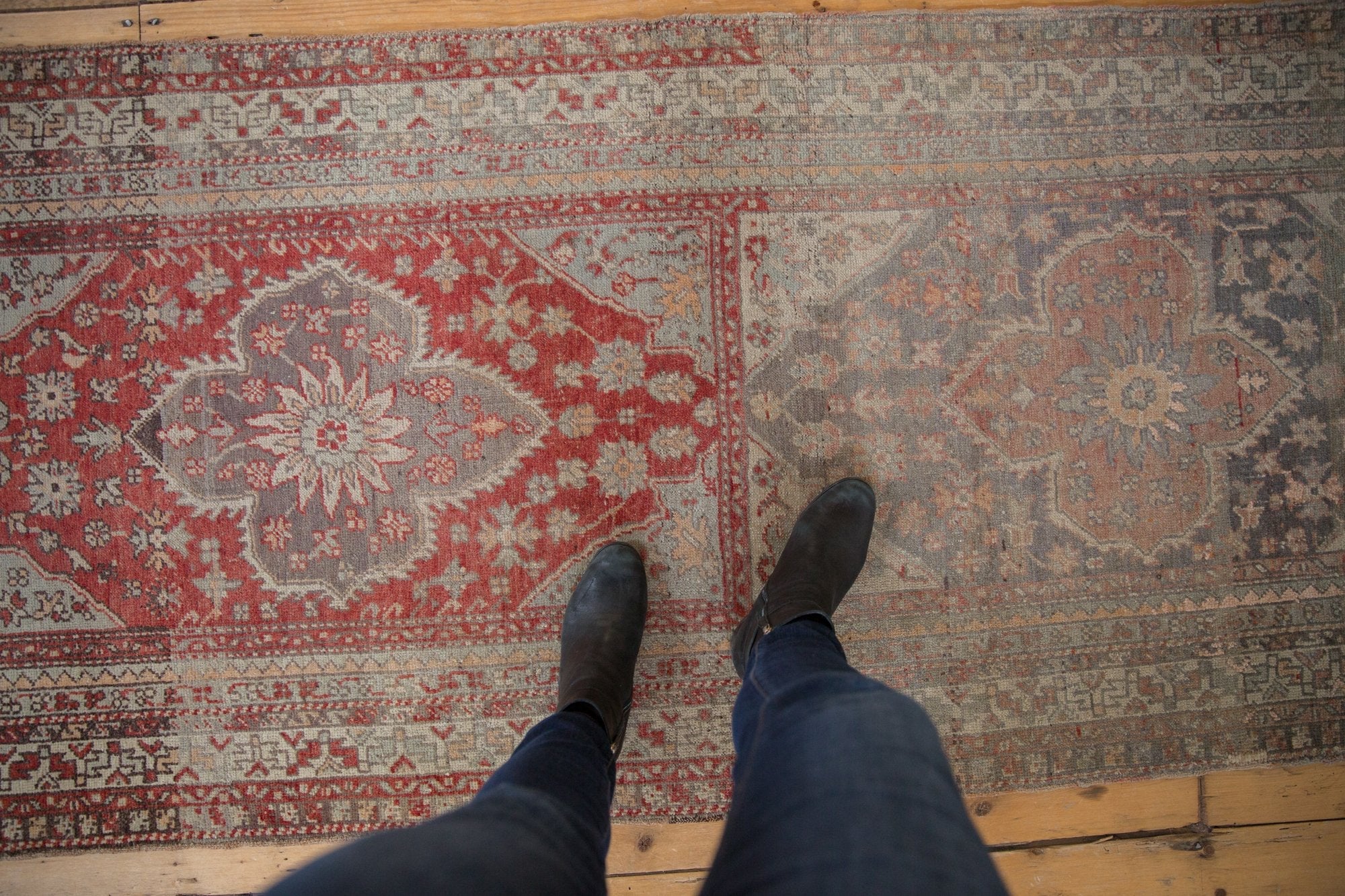 3x11.5 Vintage Distressed Anatolian Rug Runner - Image 2