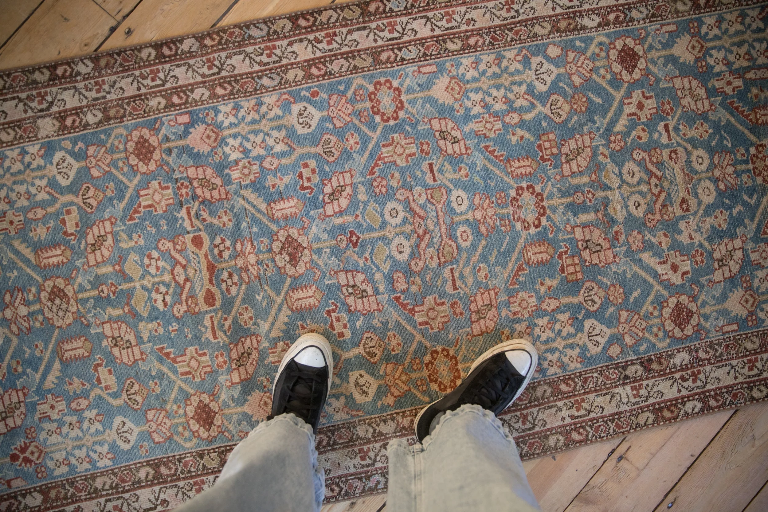3x13.5 Antique Distressed Malayer Rug Runner - Image 2