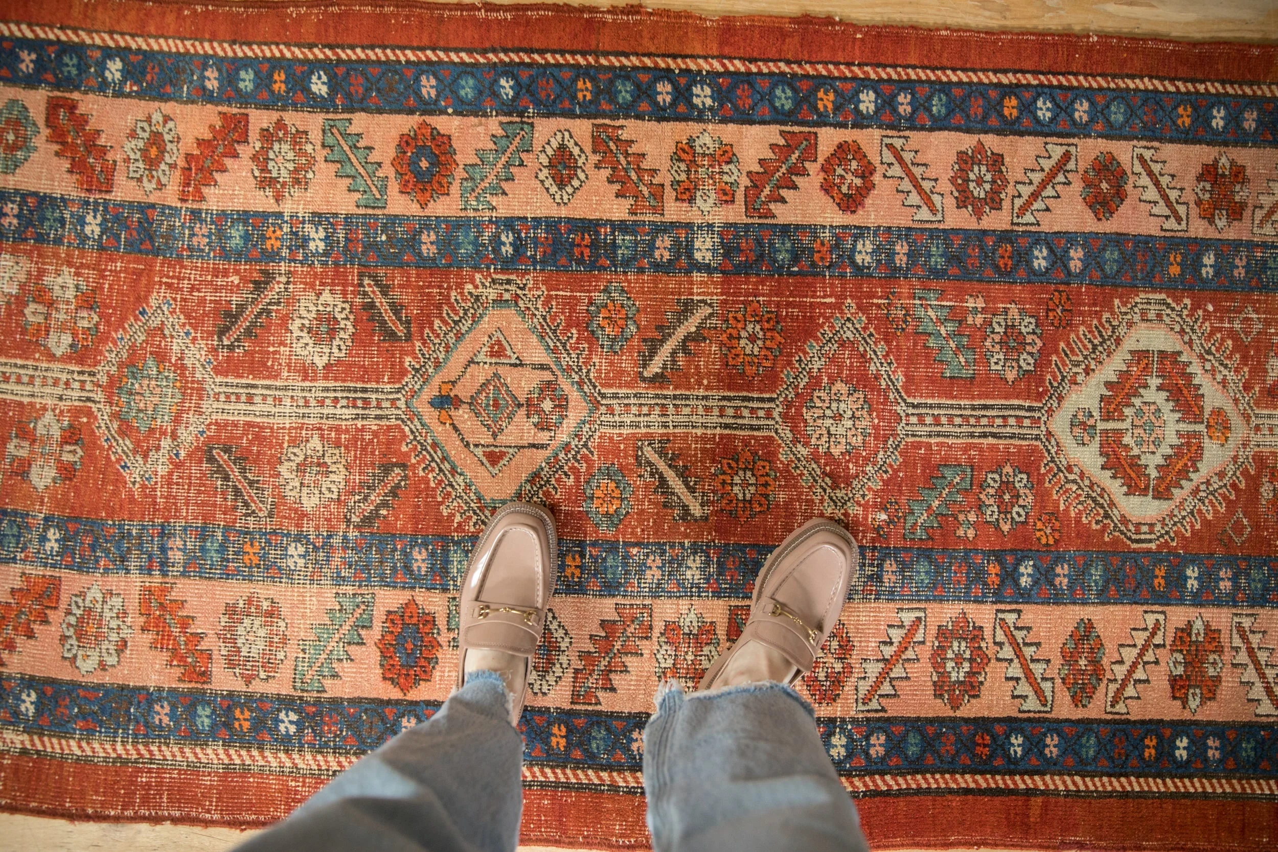 3x14.5 Antique Heriz Rug Runner - Image 2