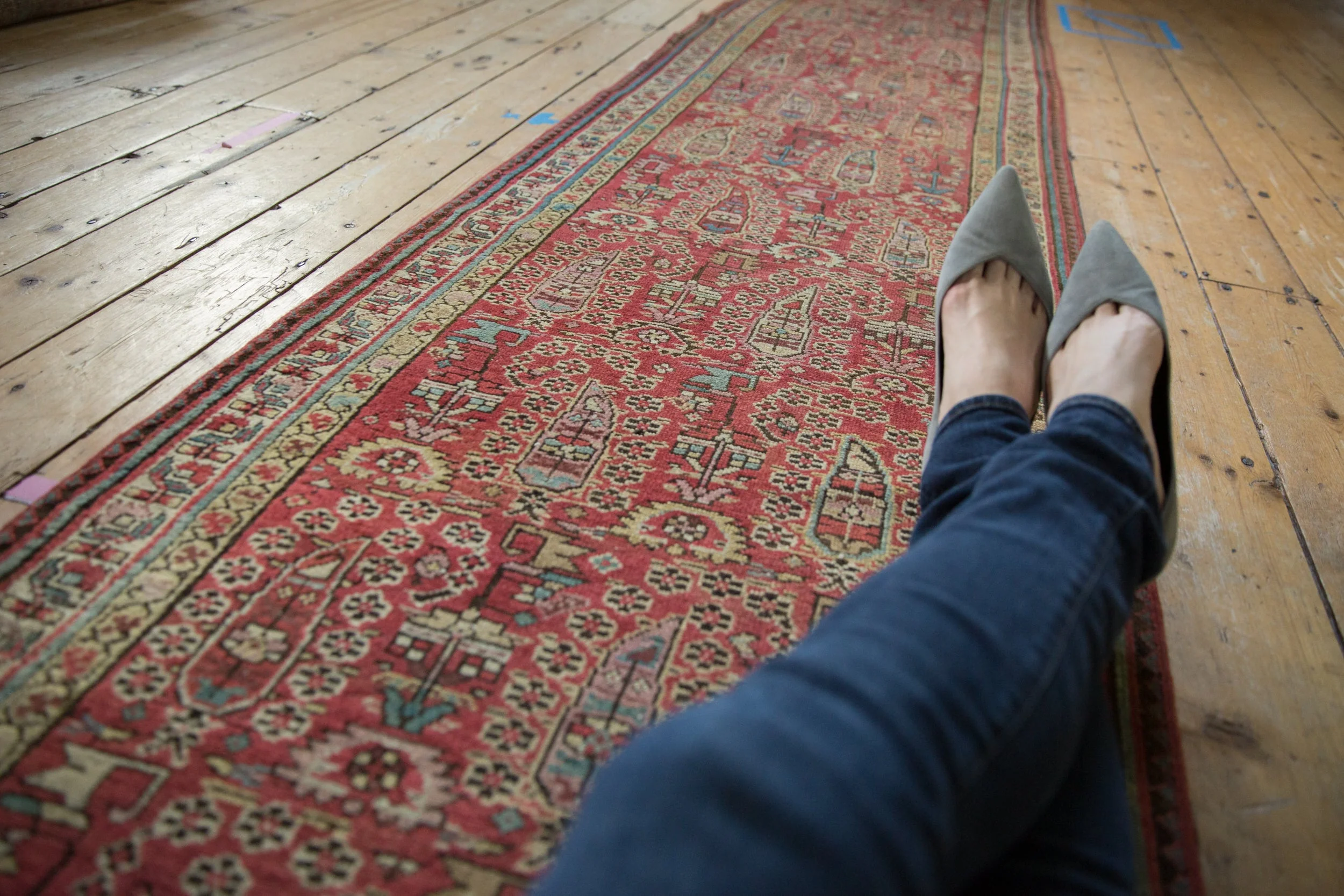3x14.5 Vintage Distressed Fragment Malayer Rug Runner - Image 2