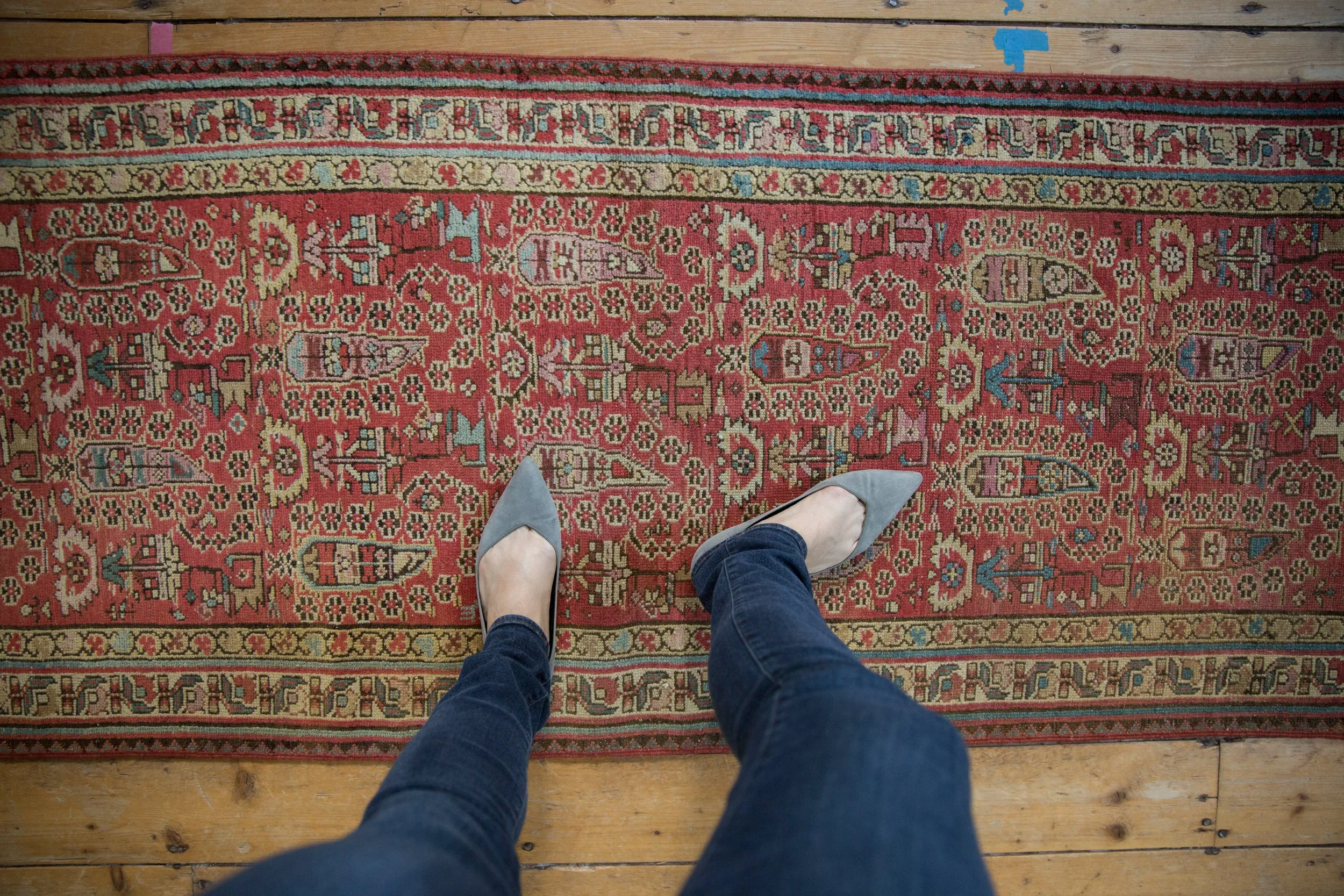 3x14.5 Vintage Distressed Fragment Malayer Rug Runner - Image 3