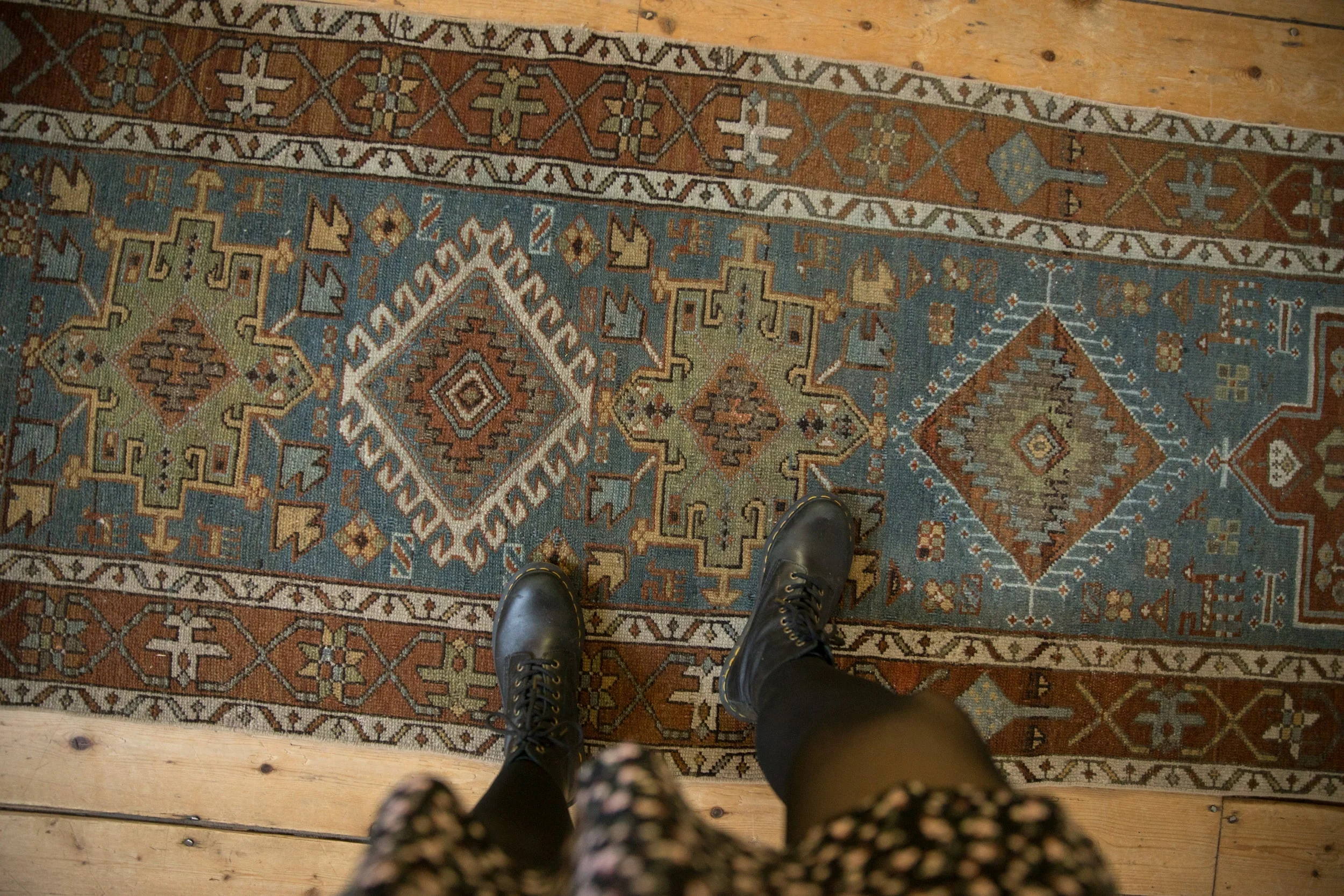 3x14.5 Vintage Distressed Karaja Rug Runner - Image 2