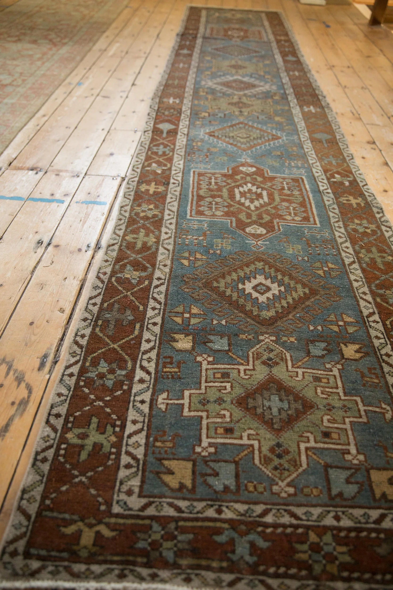 3x14.5 Vintage Distressed Karaja Rug Runner - Image 8