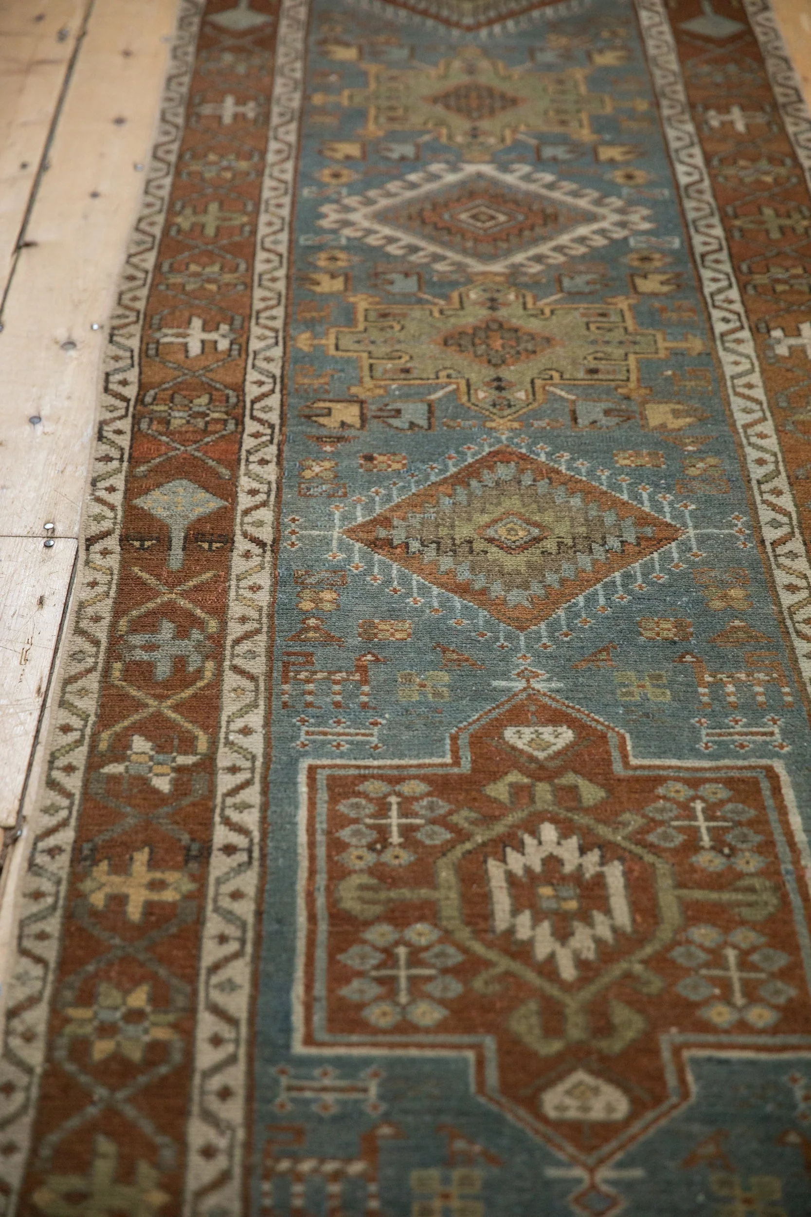 3x14.5 Vintage Distressed Karaja Rug Runner - Image 9