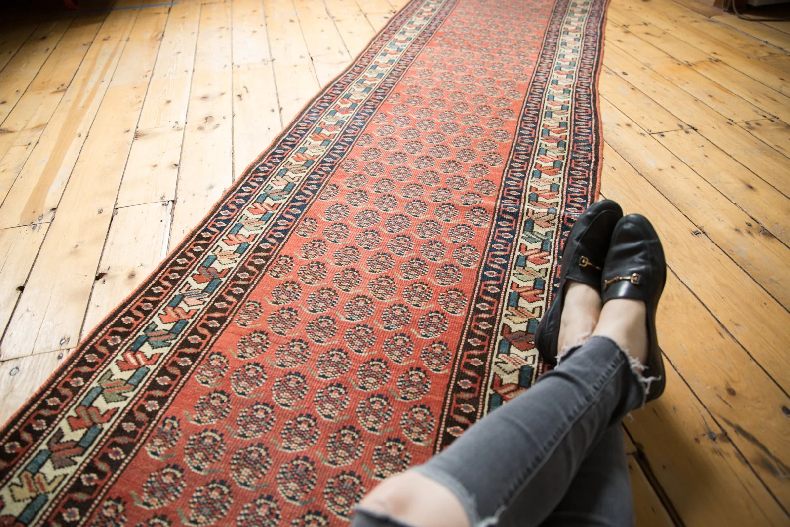 3x14.5 Vintage Mir Serbend Rug Runner - Image 2