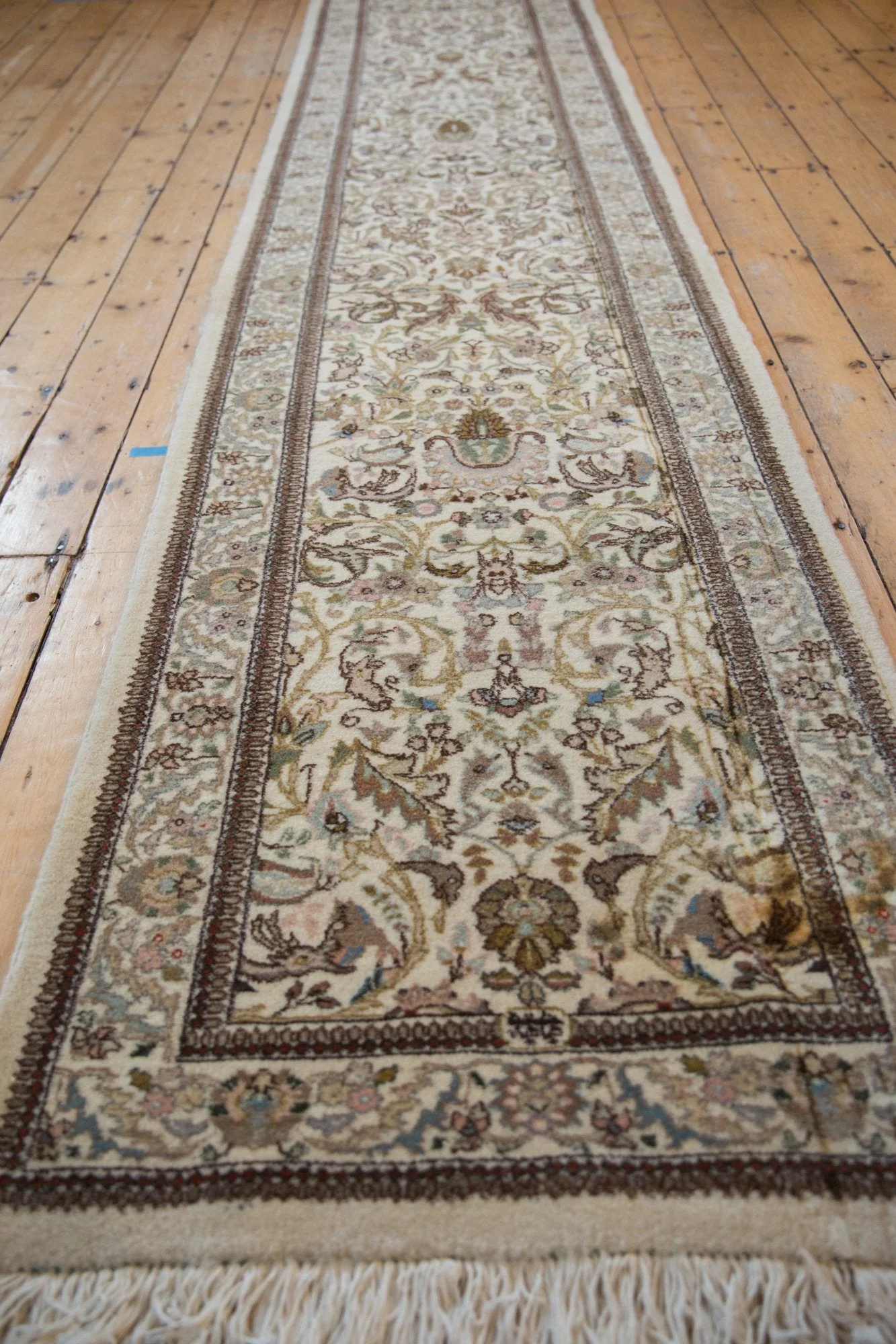 3x14 Vintage Tabriz Rug Runner - Image 8