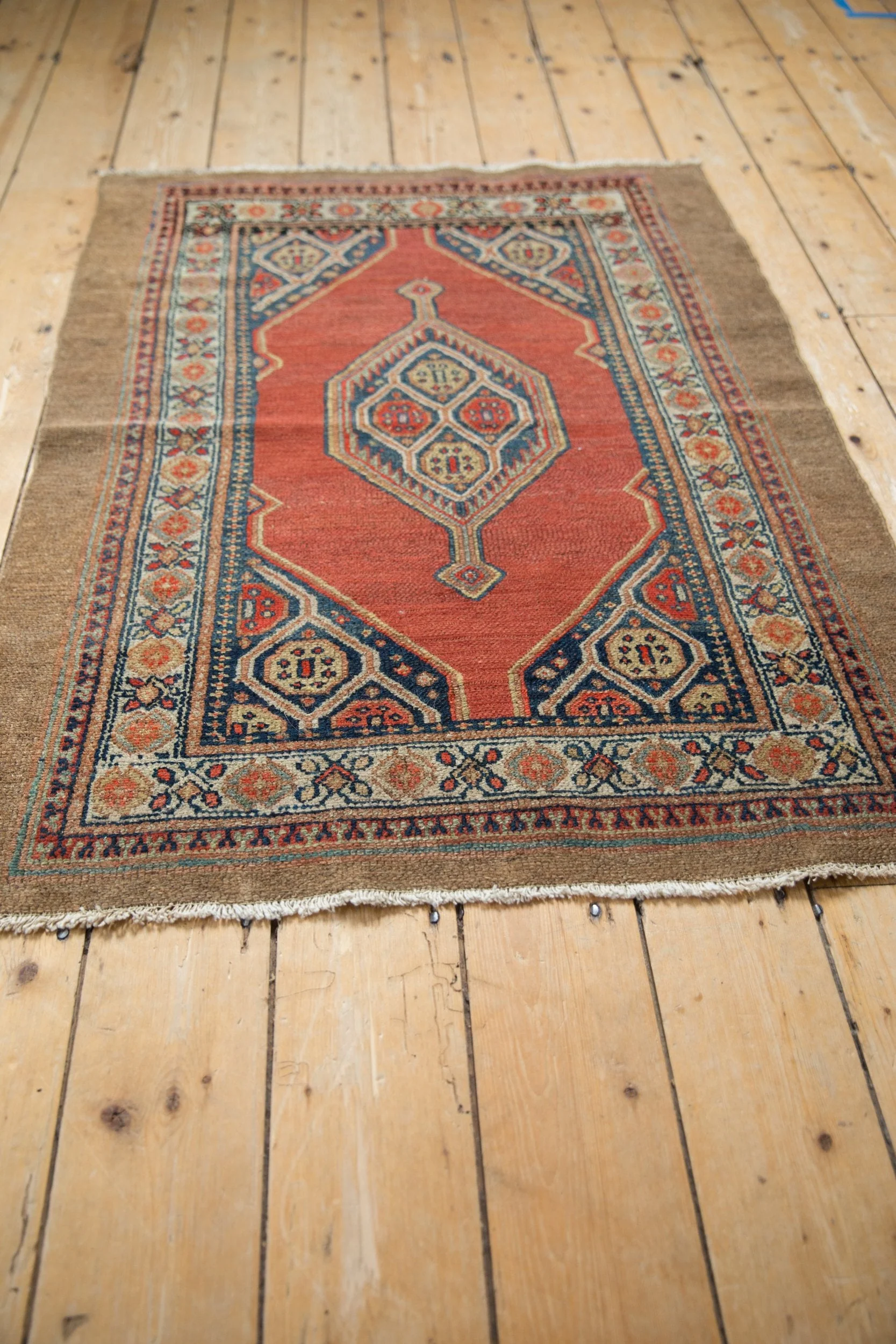 3x4 Vintage Fine Camel Hair Serab Square Rug - Image 7