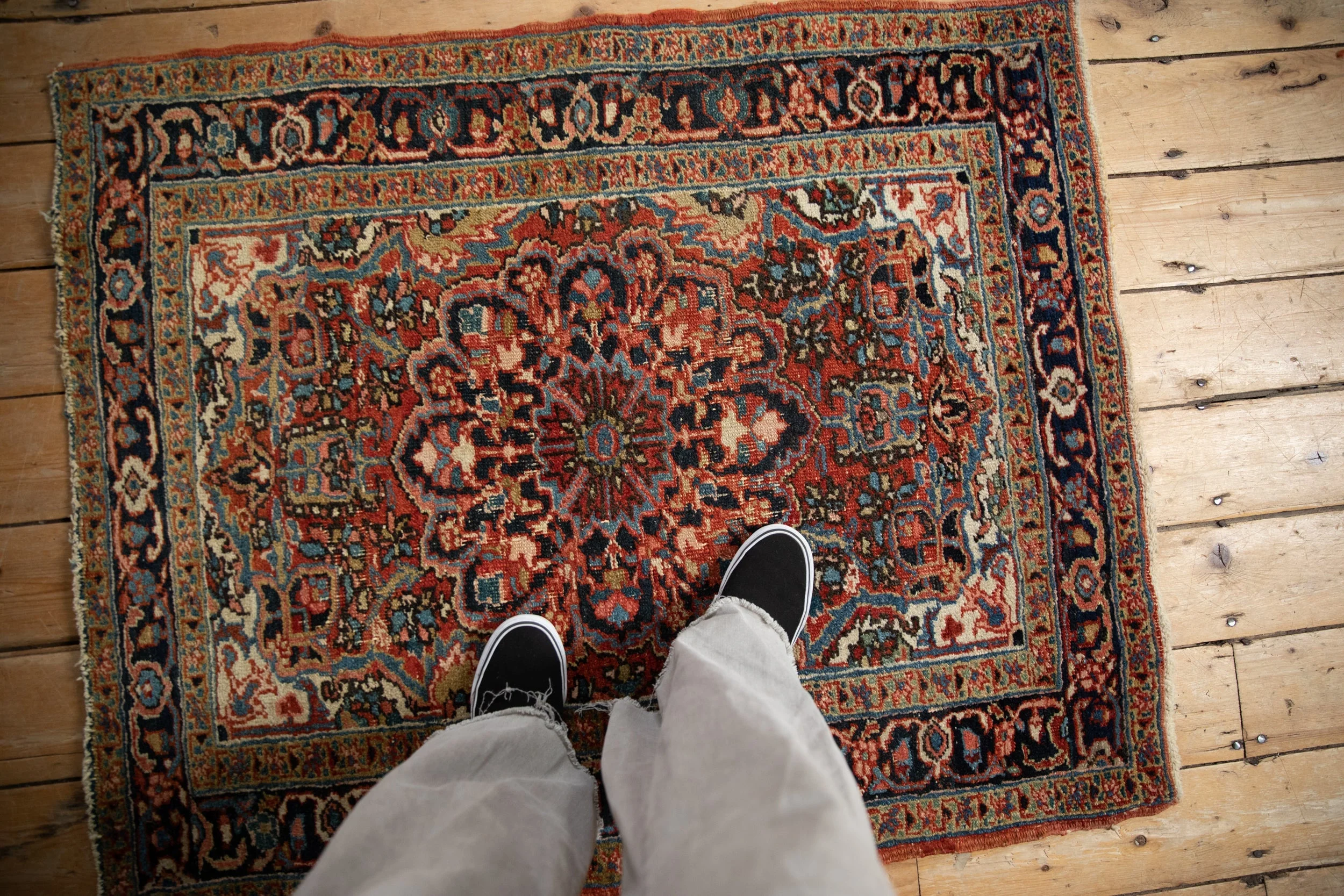 3x4 Vintage Fine Heriz Square Rug - Image 2
