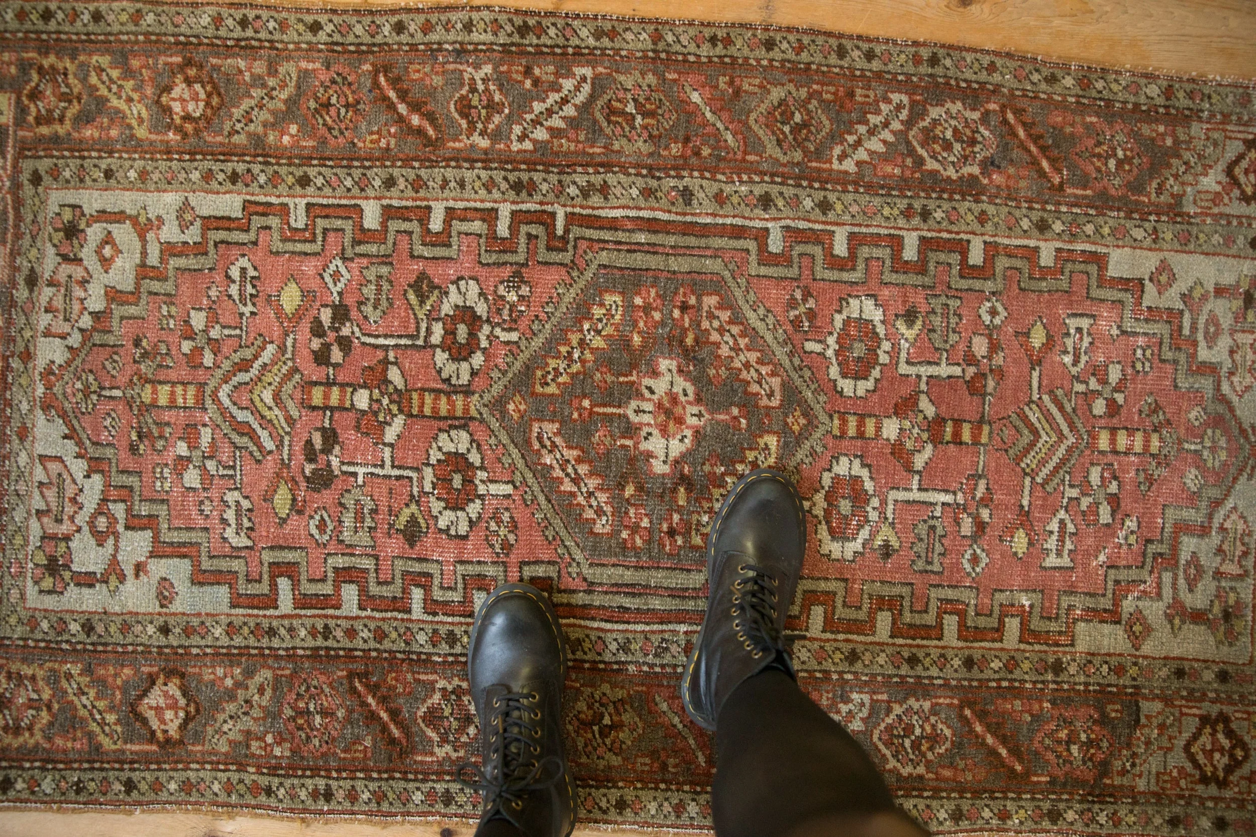 3x5.5 Vintage Distressed Heriz Rug - Image 2